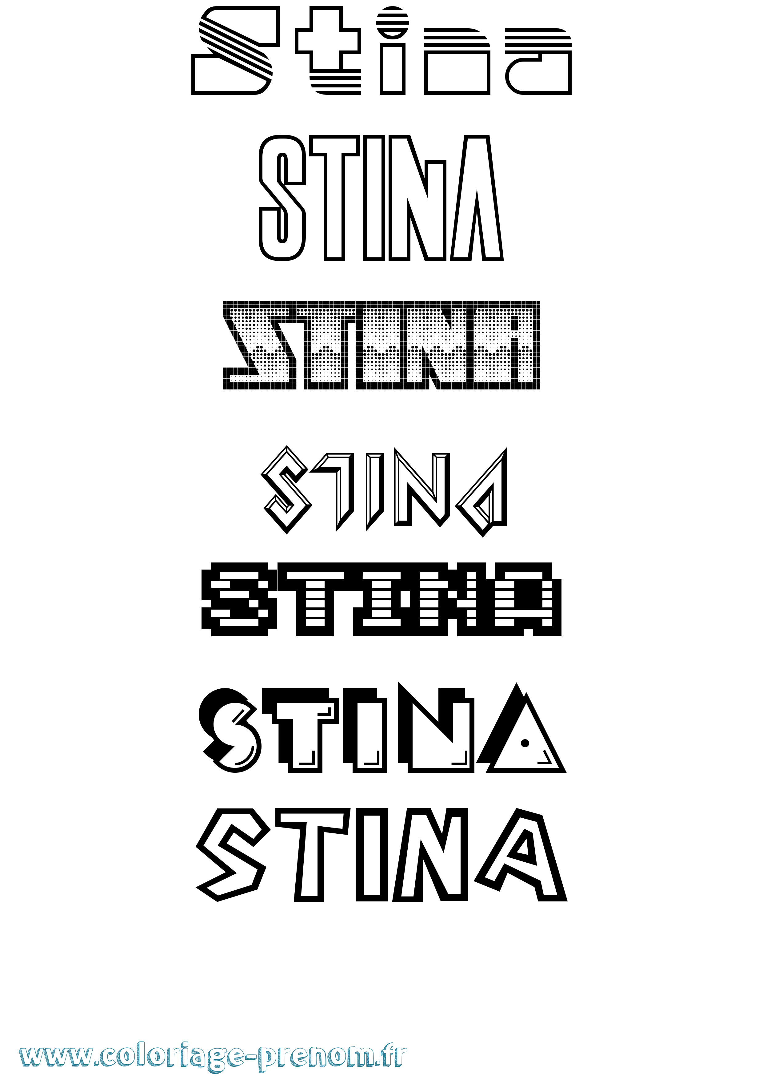 Coloriage Stina Jeux Vidéos Coloriage prénom Stina Jeux Vidéos