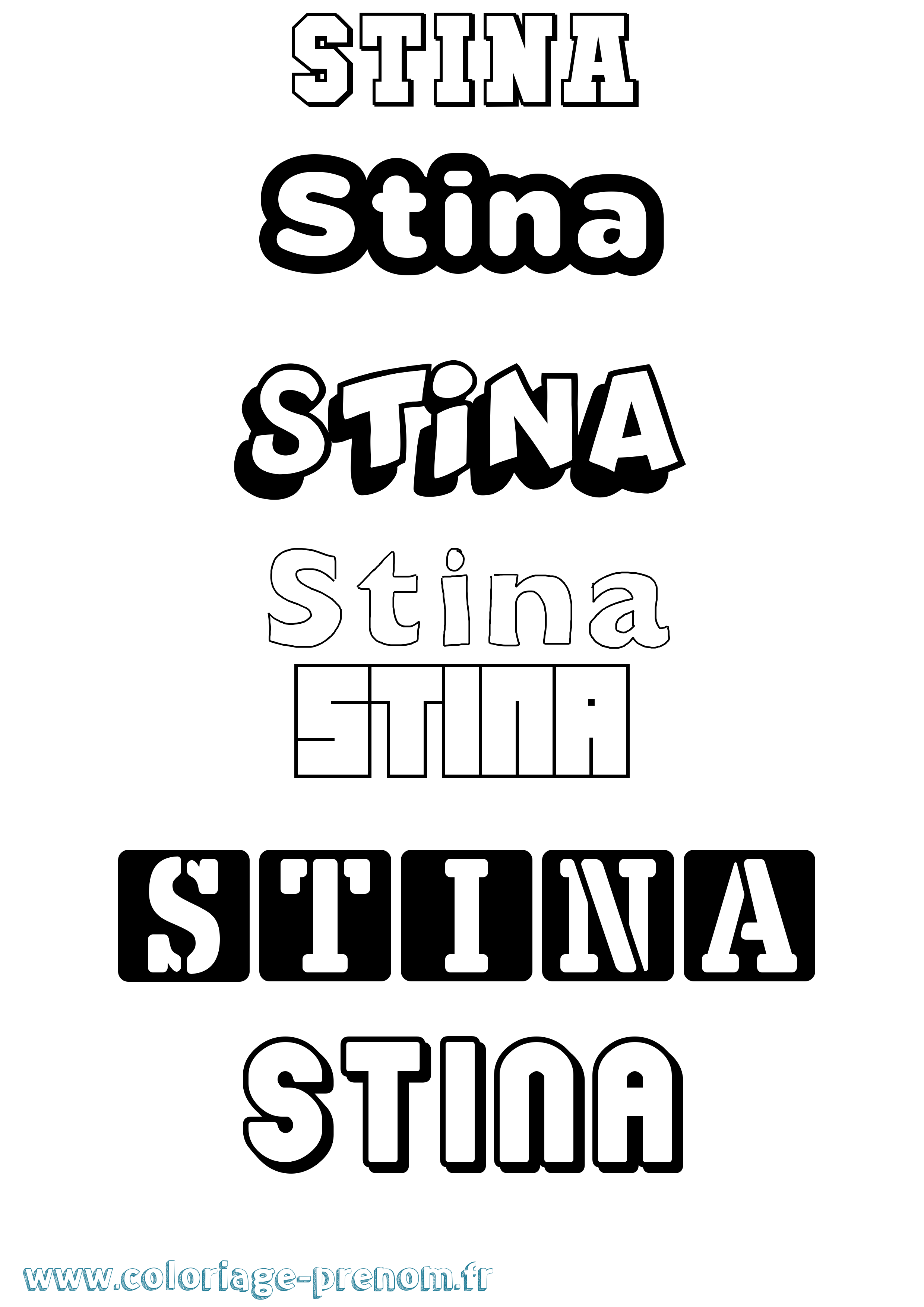 Coloriage Stina Simple Coloriage prénom Stina Simple