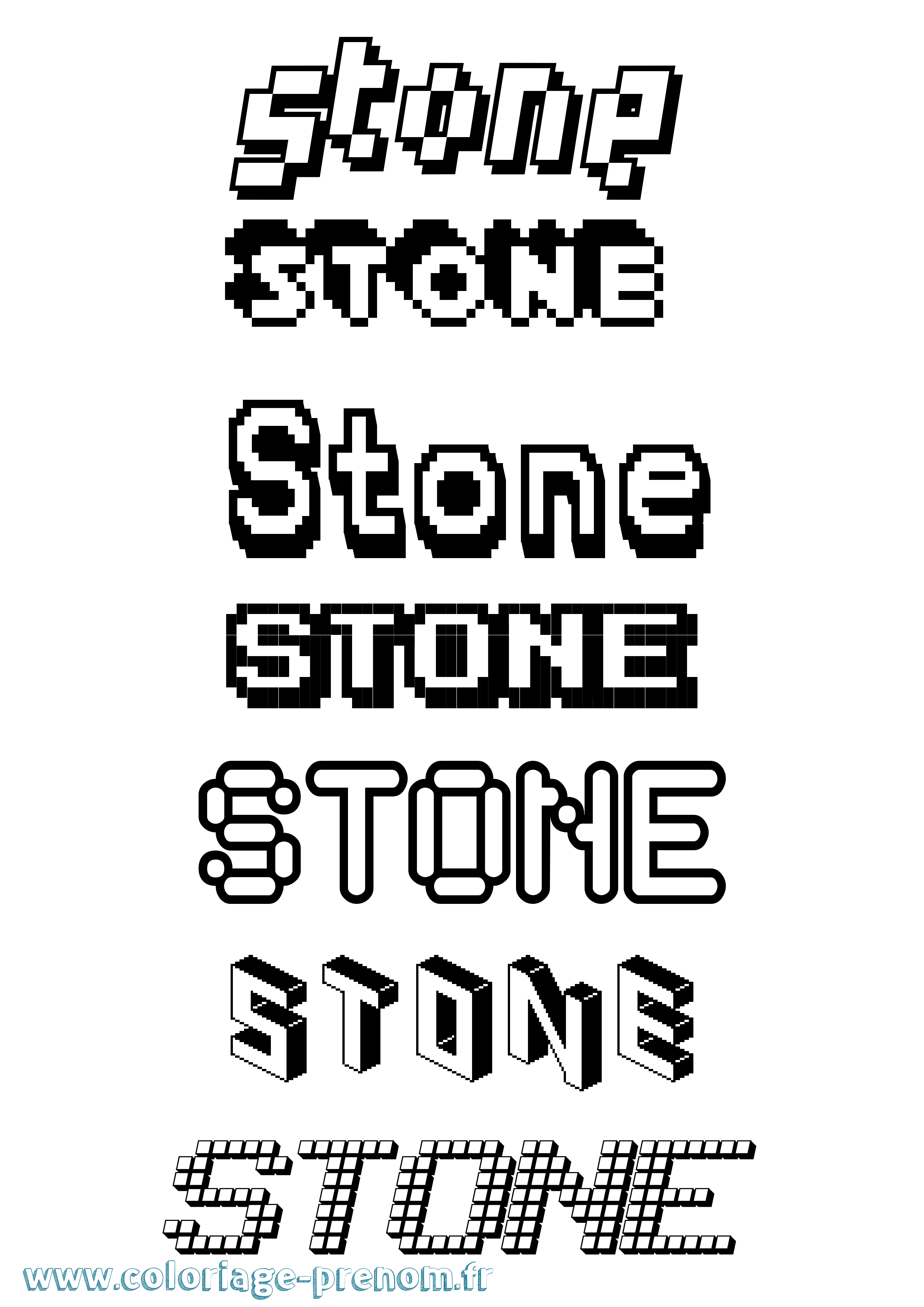 Coloriage Stone Pixel Coloriage prénom Stone Pixel