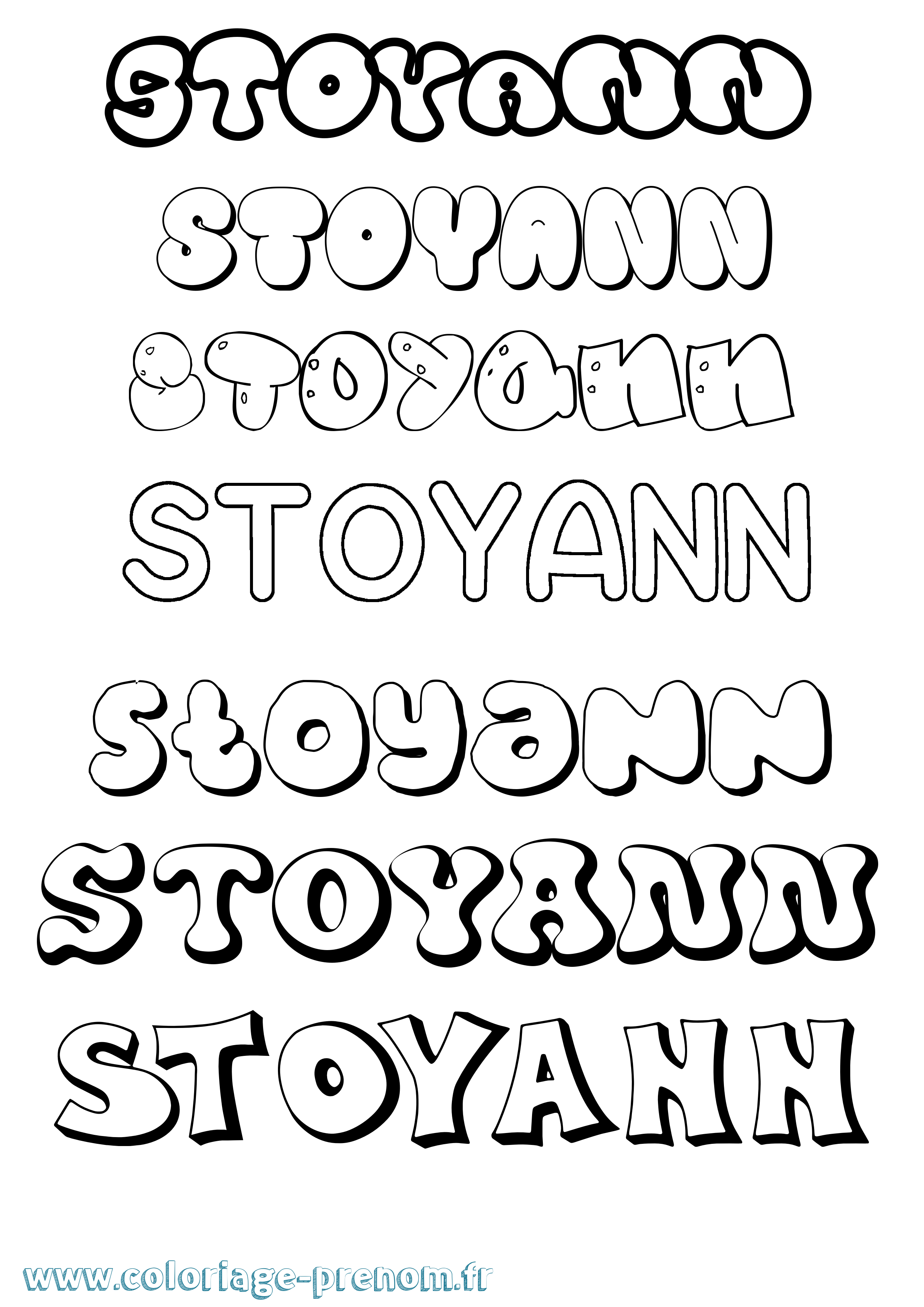 Coloriage Stoyann Bubble Coloriage prénom Stoyann Bubble
