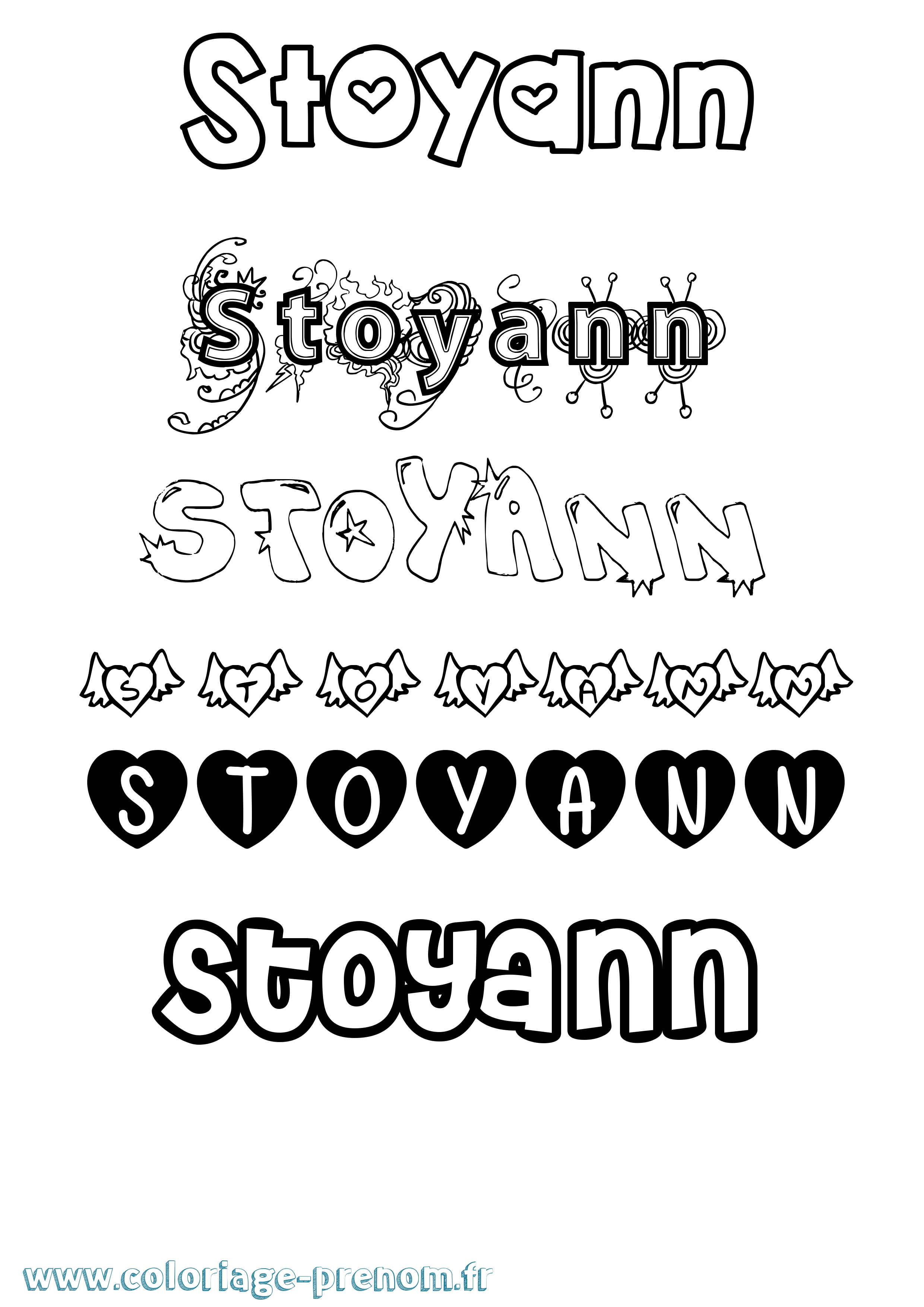 Coloriage Stoyann Girly Coloriage prénom Stoyann Girly