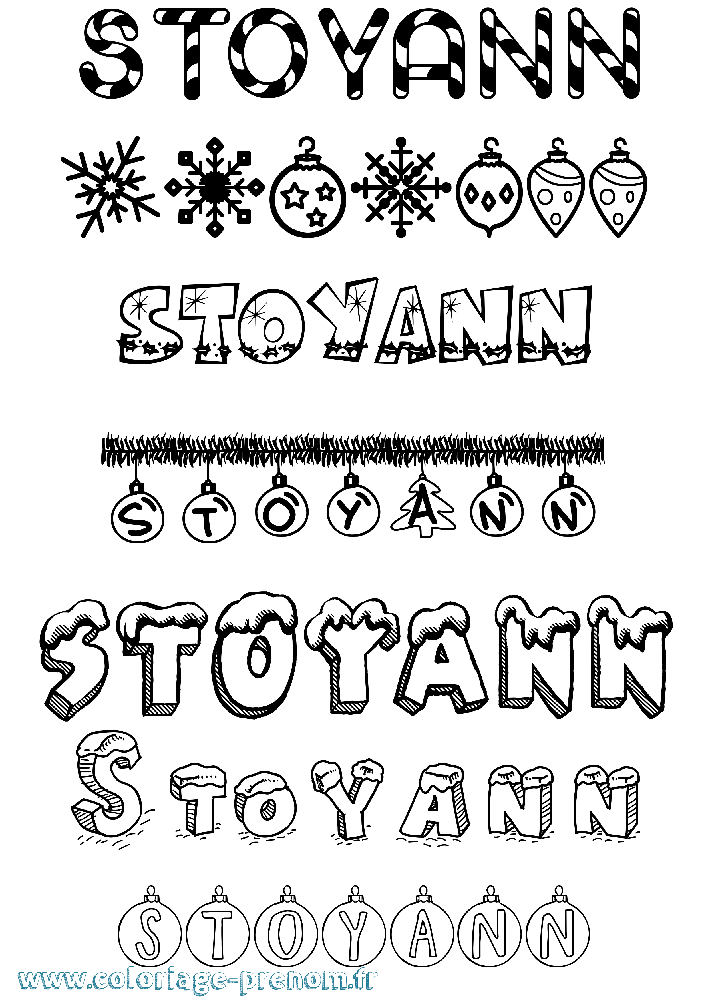 Coloriage Stoyann Noël Coloriage prénom Stoyann Noël