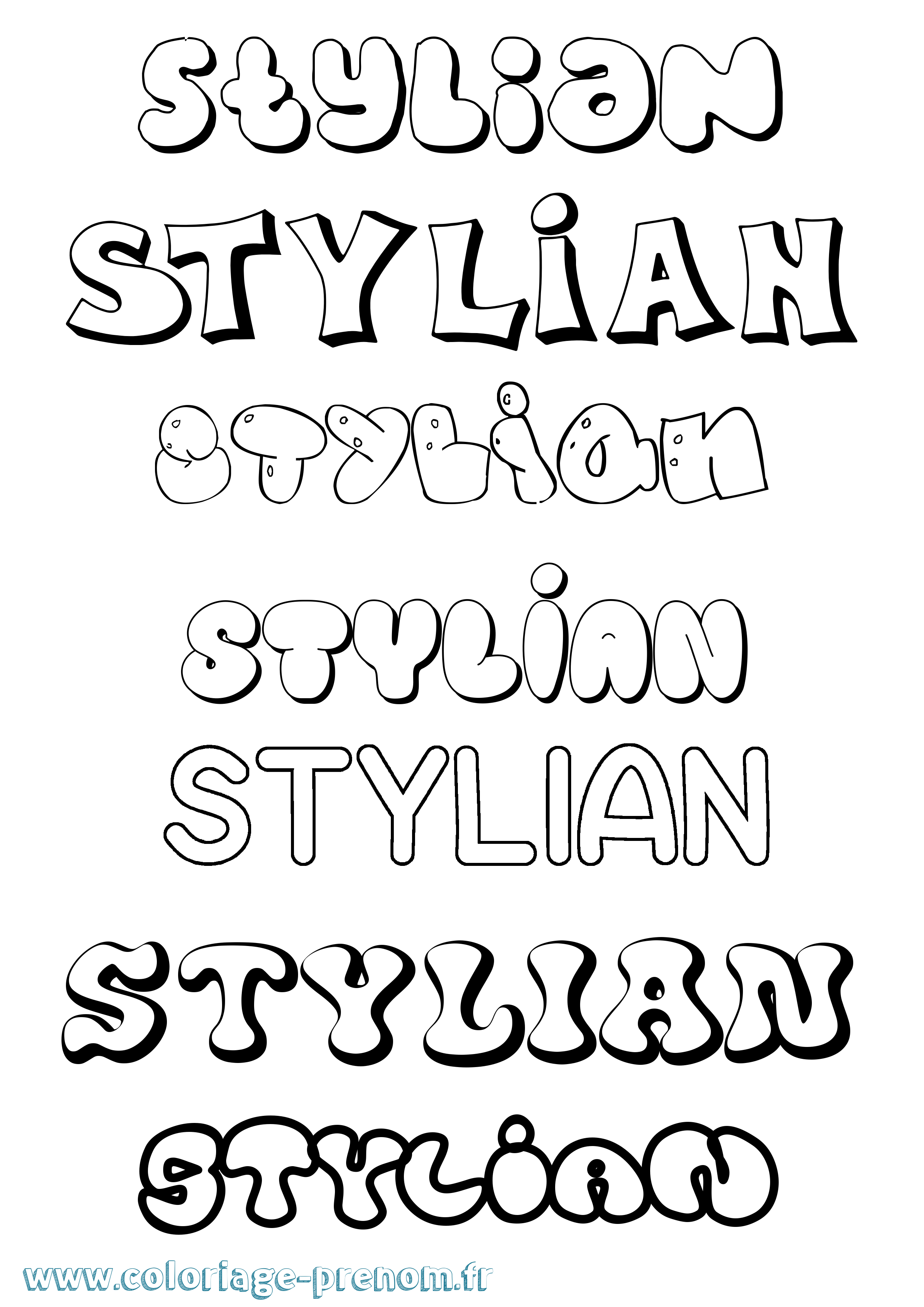 Coloriage Stylian Bubble Coloriage prénom Stylian Bubble