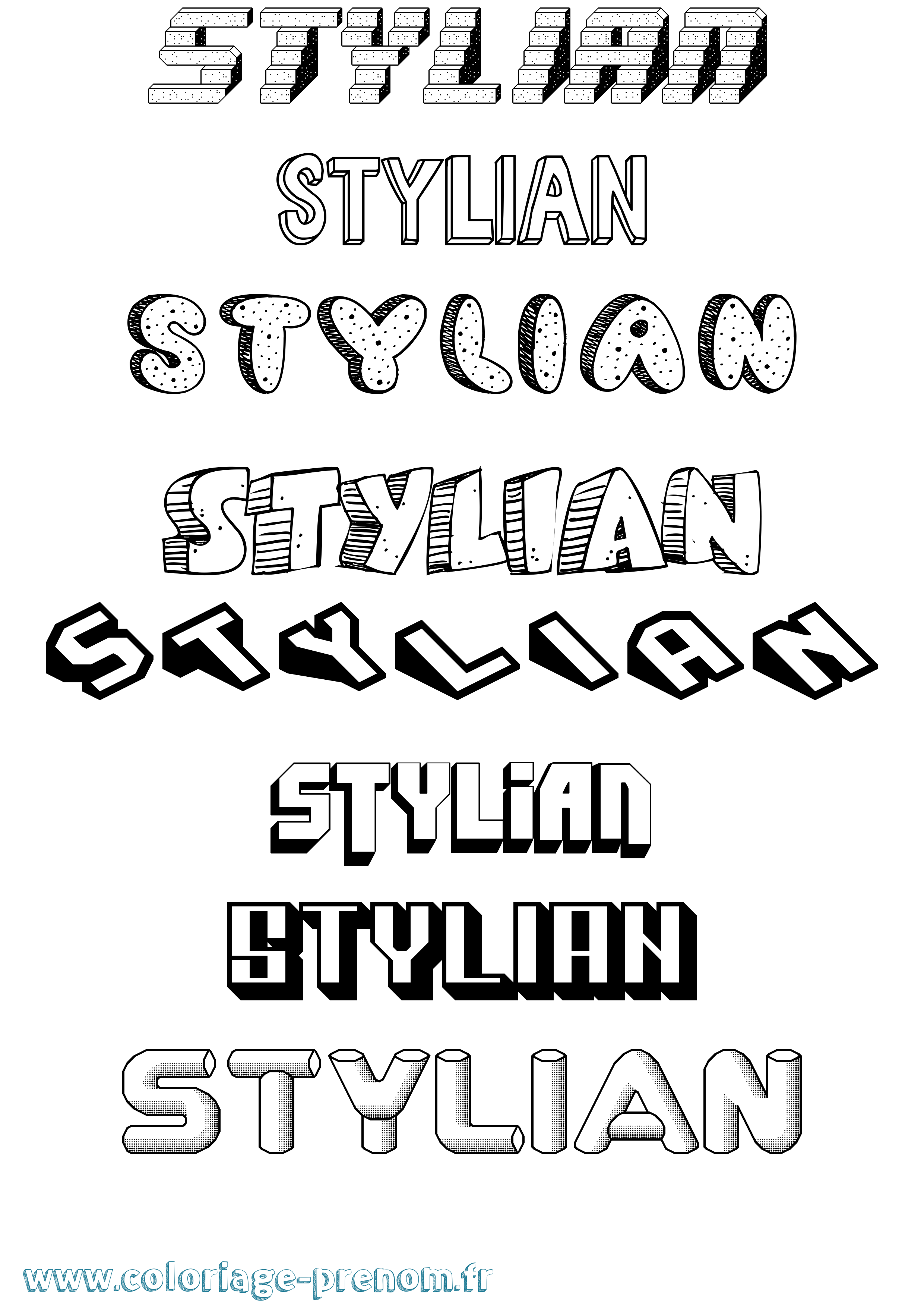 Coloriage Stylian Effet 3D Coloriage prénom Stylian Effet 3D