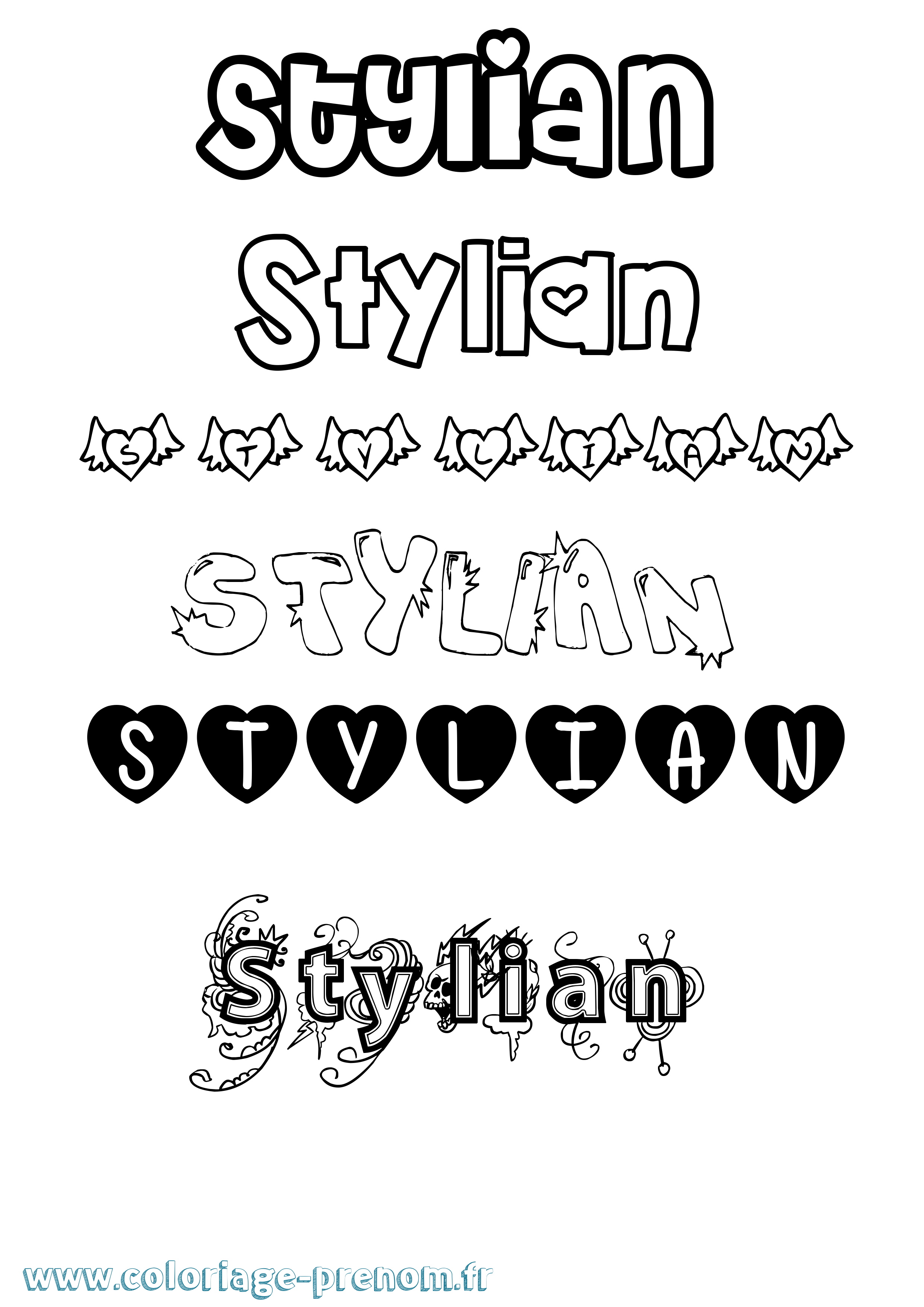 Coloriage Stylian Girly Coloriage prénom Stylian Girly