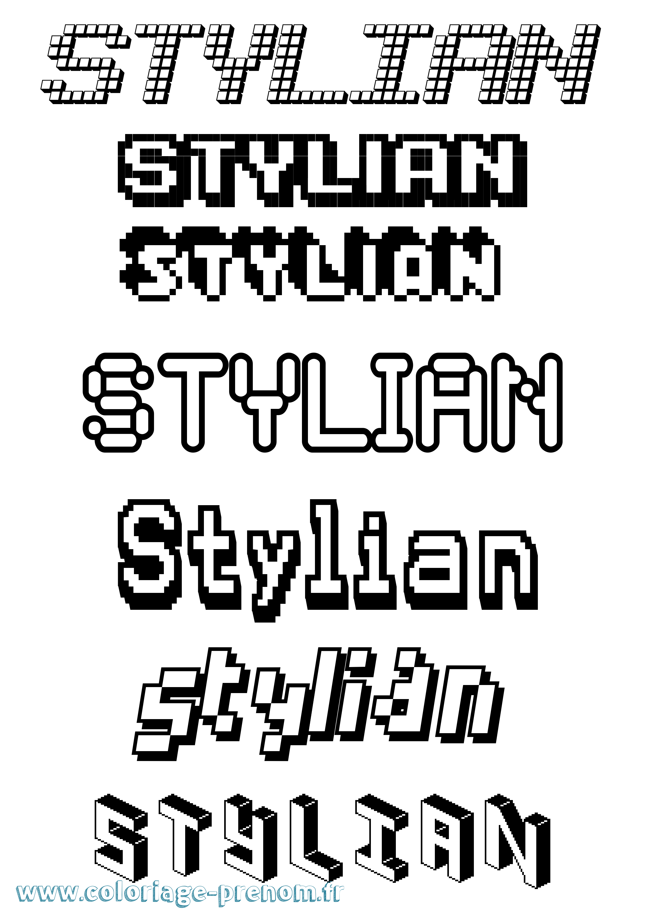 Coloriage Stylian Pixel Coloriage prénom Stylian Pixel
