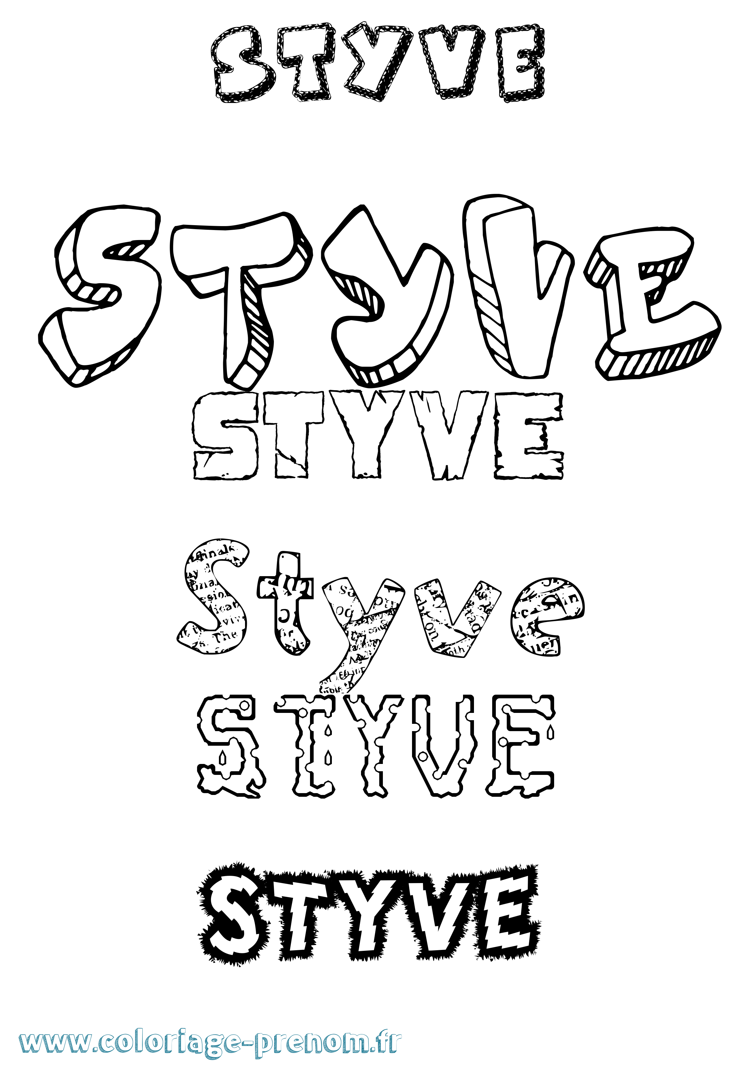 Coloriage Styve Destructuré Coloriage prénom Styve Destructuré