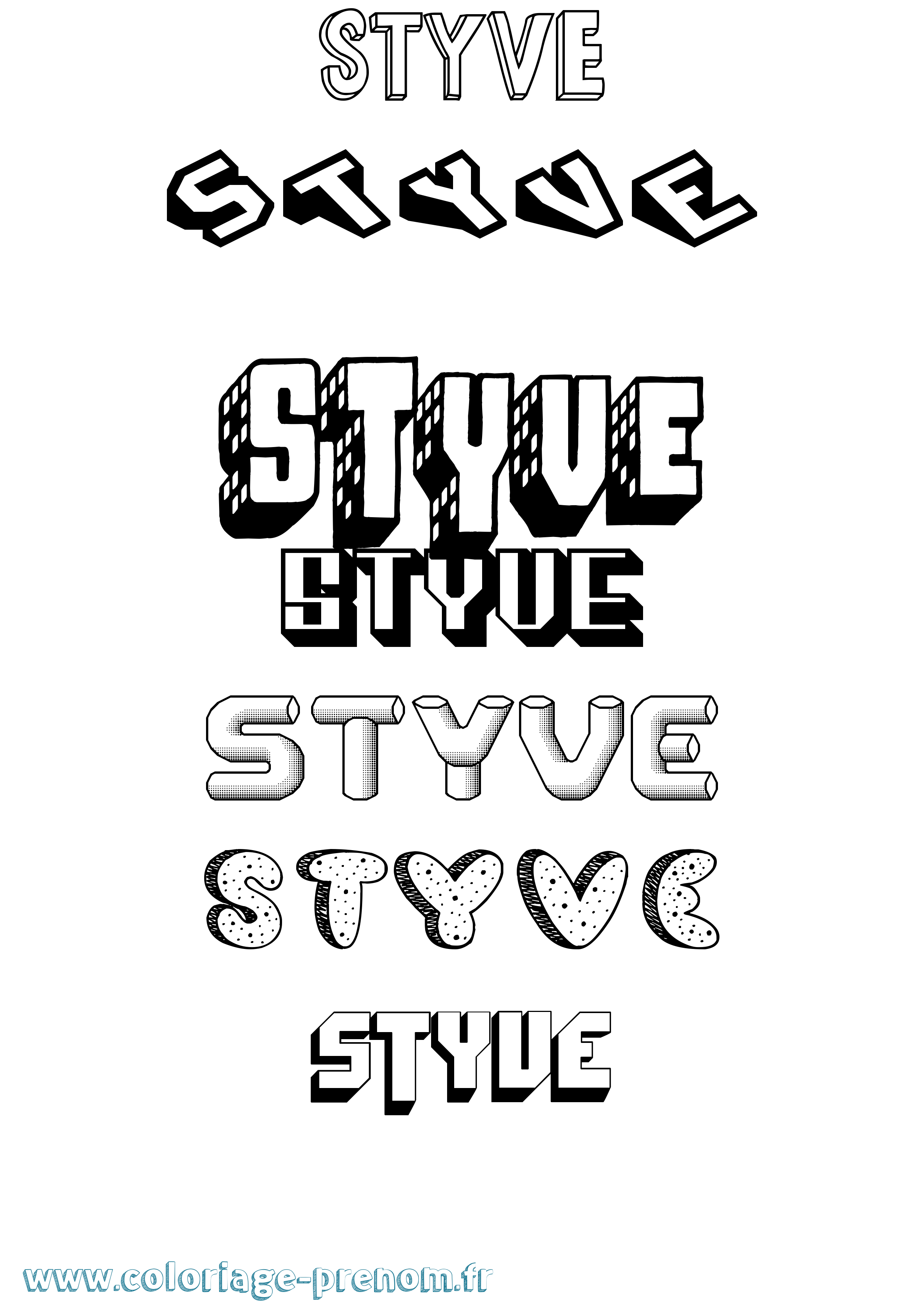 Coloriage Styve Effet 3D Coloriage prénom Styve Effet 3D