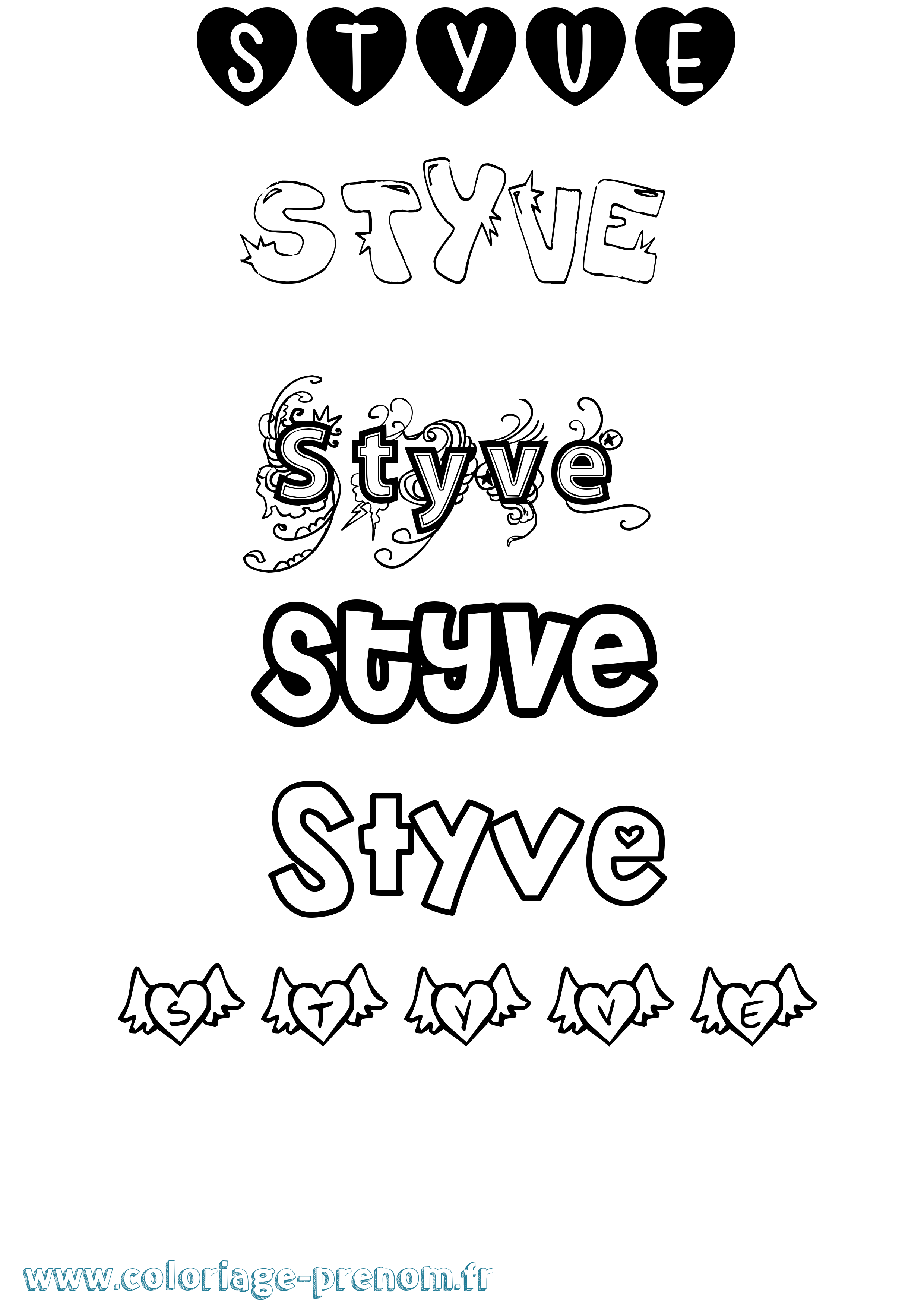Coloriage Styve Girly Coloriage prénom Styve Girly