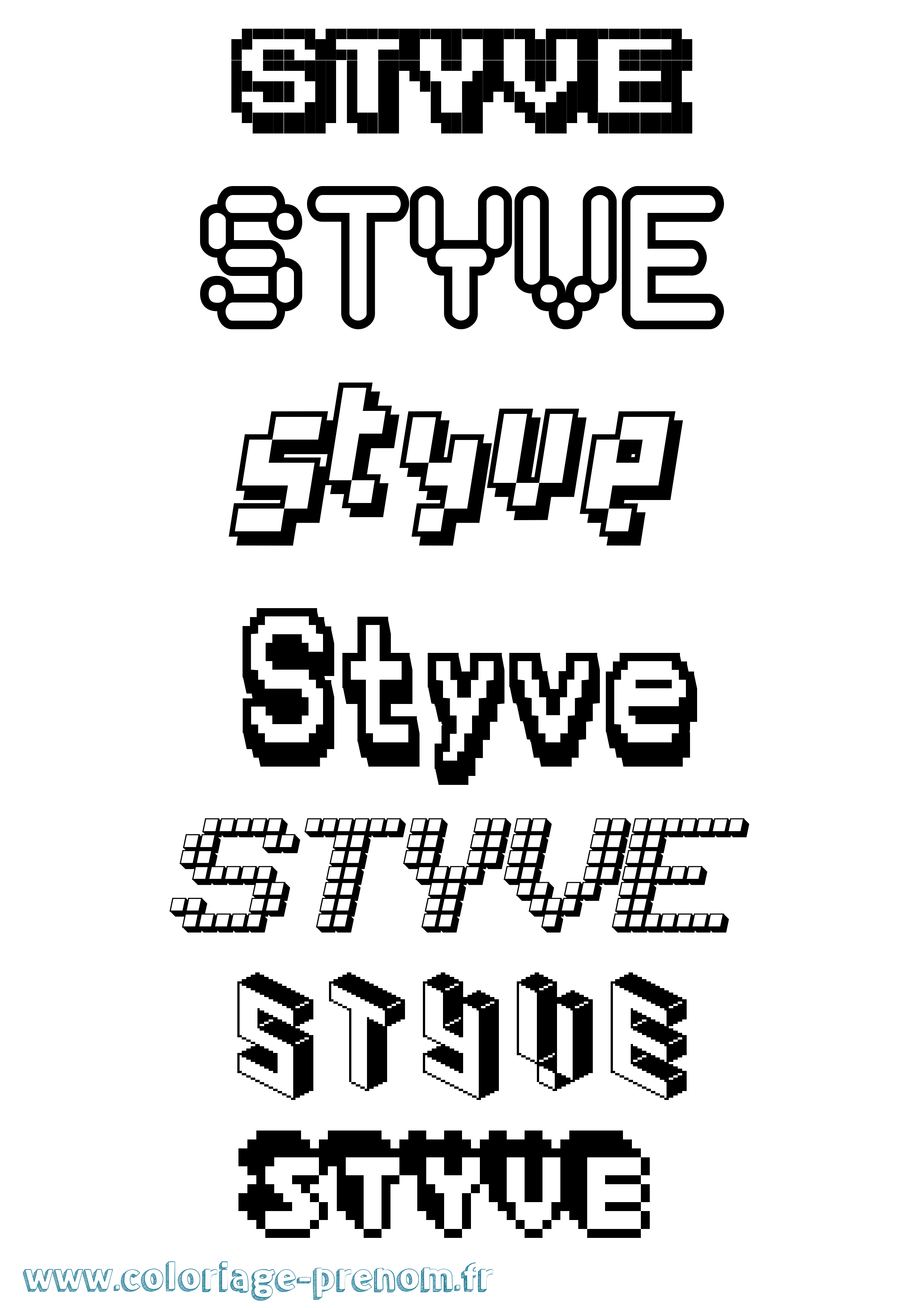 Coloriage Styve Pixel Coloriage prénom Styve Pixel