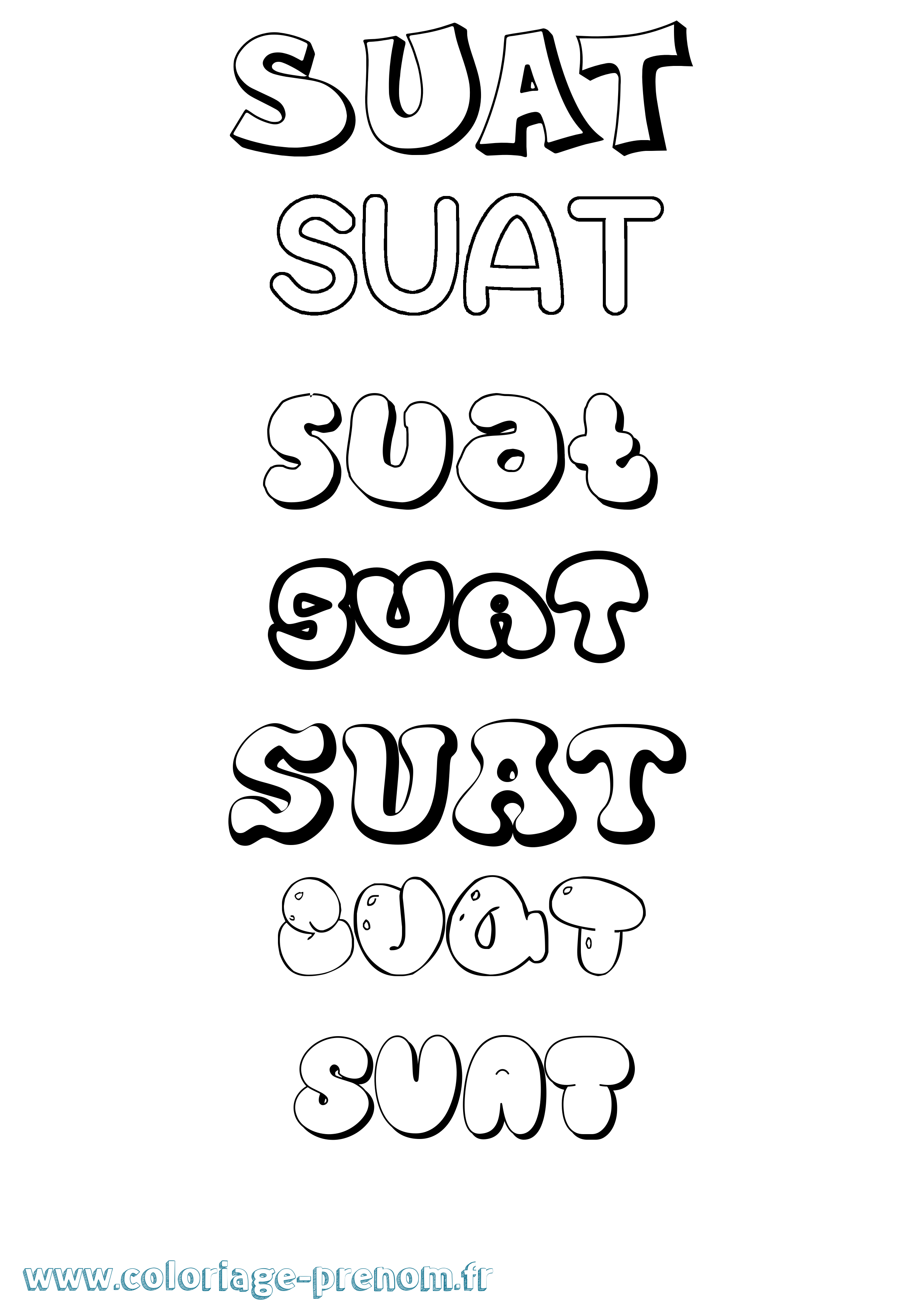 Coloriage Suat Bubble Coloriage prénom Suat Bubble