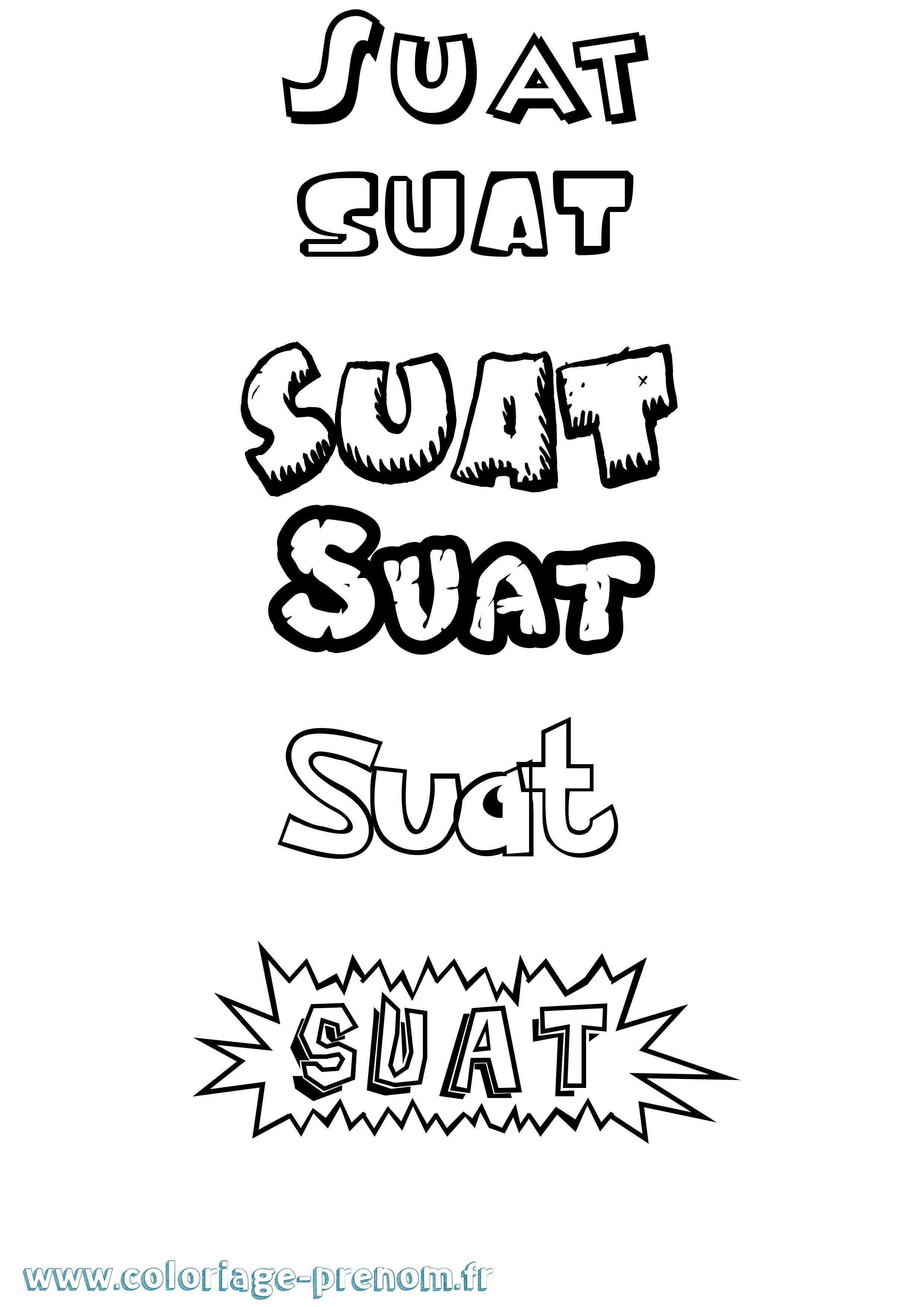 Coloriage Suat Dessin Animé Coloriage prénom Suat Dessin Animé