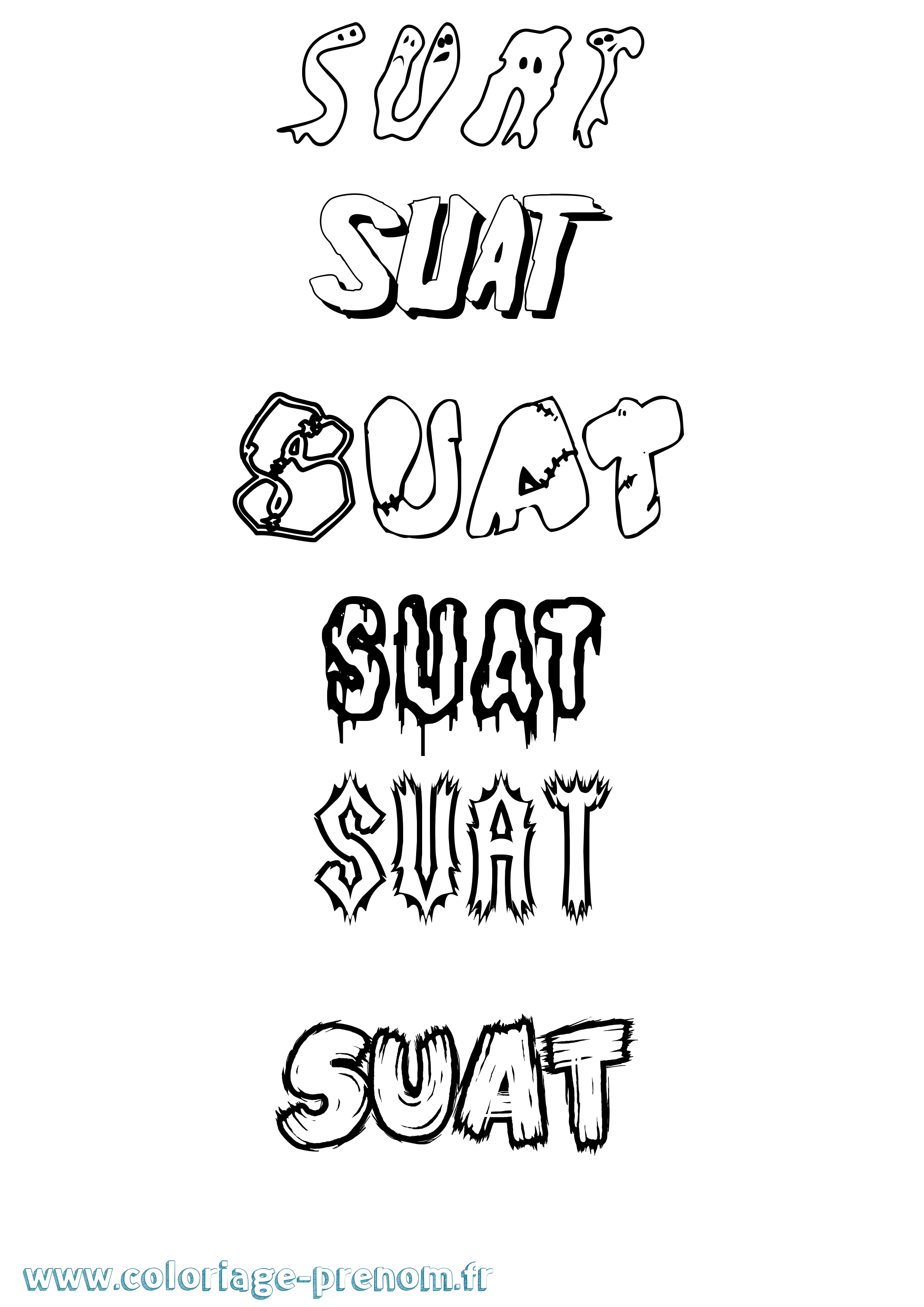 Coloriage Suat Frisson Coloriage prénom Suat Frisson