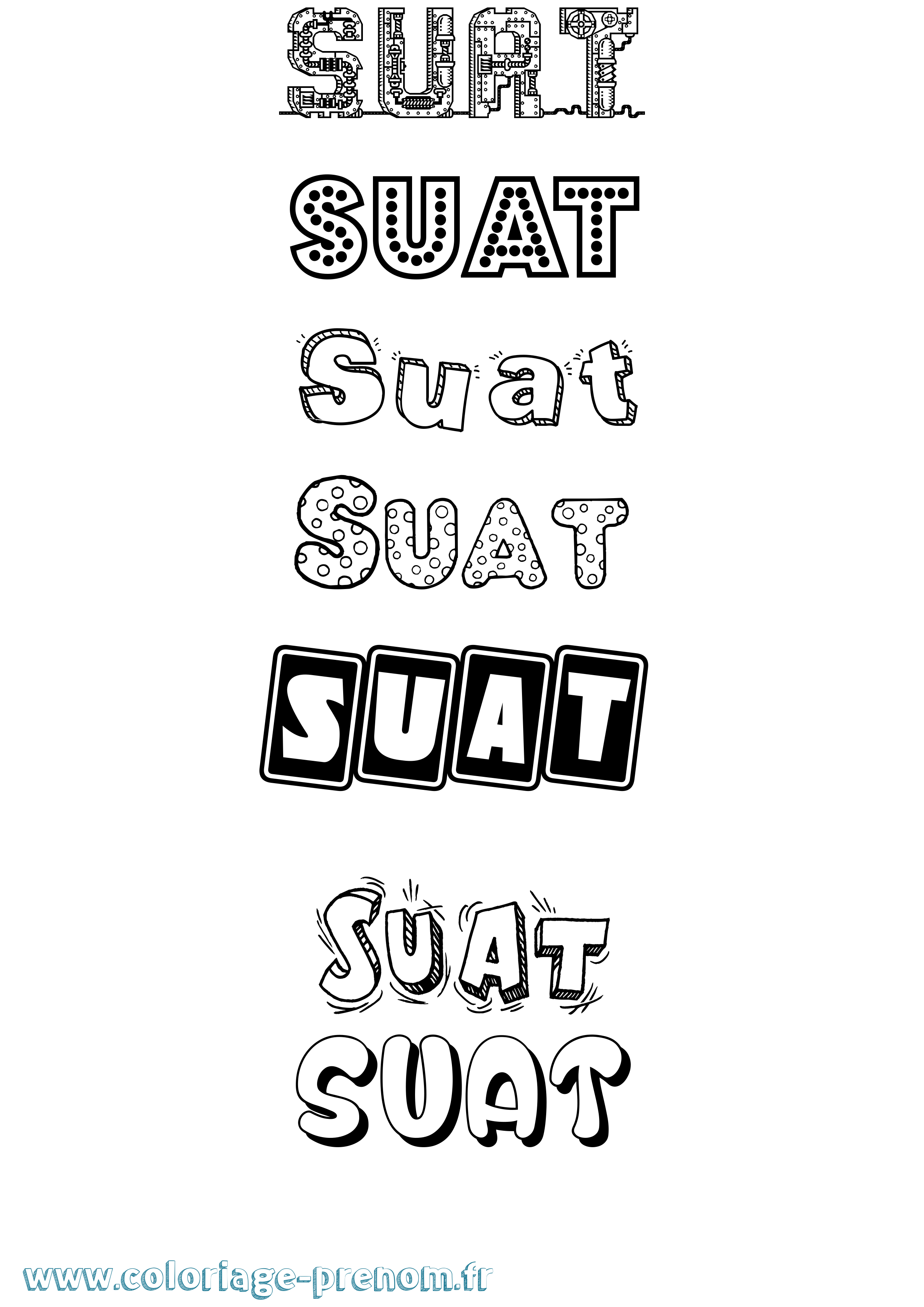 Coloriage Suat Fun Coloriage prénom Suat Fun