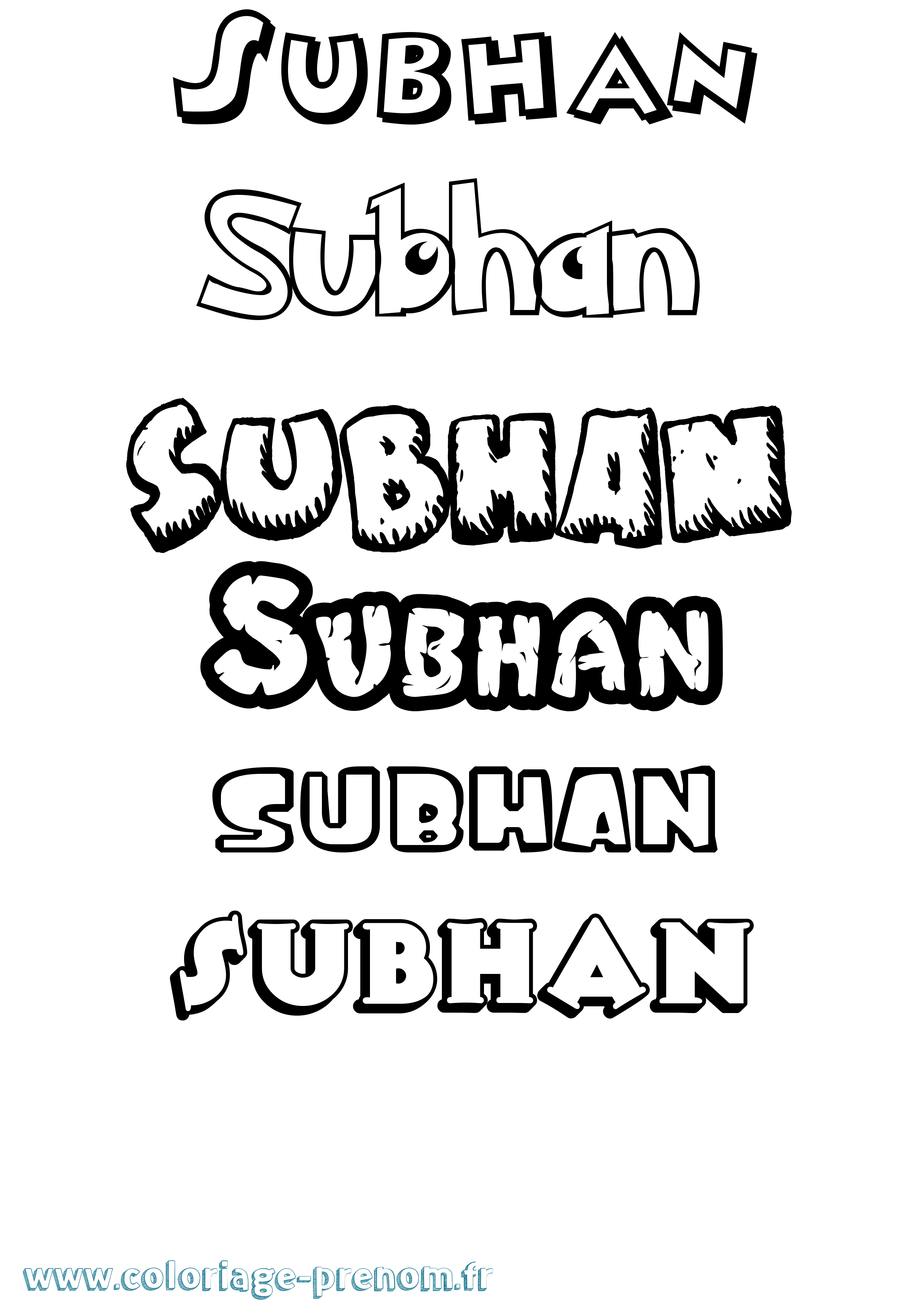 Coloriage Subhan Dessin Animé Coloriage prénom Subhan Dessin Animé