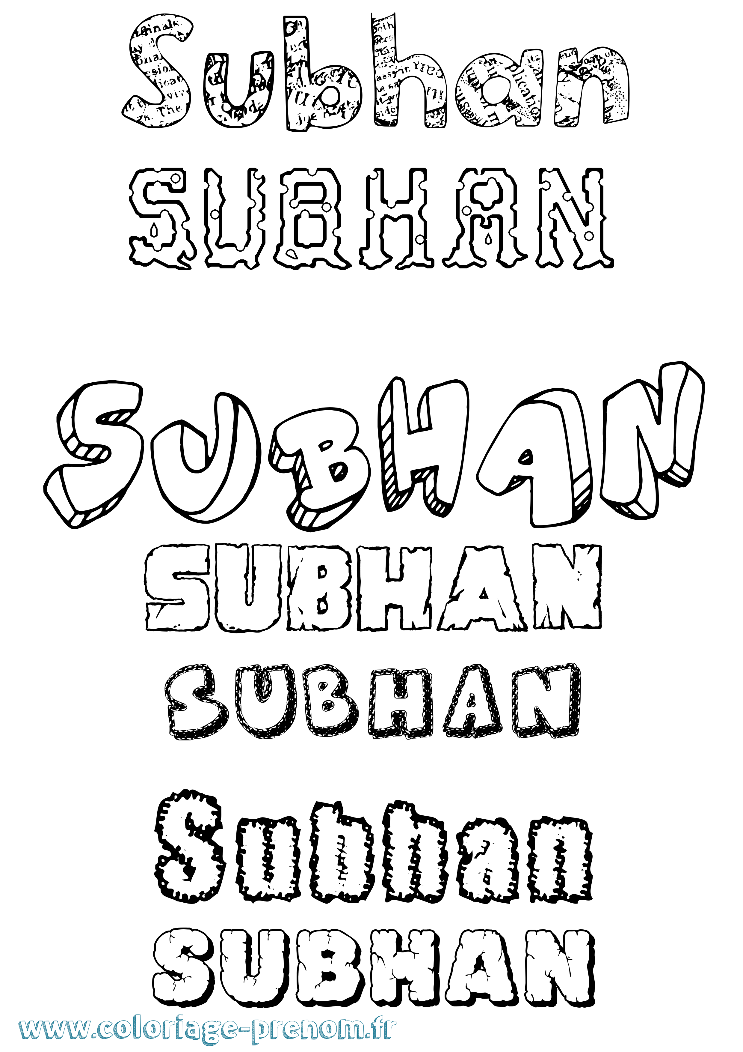 Coloriage Subhan Destructuré Coloriage prénom Subhan Destructuré