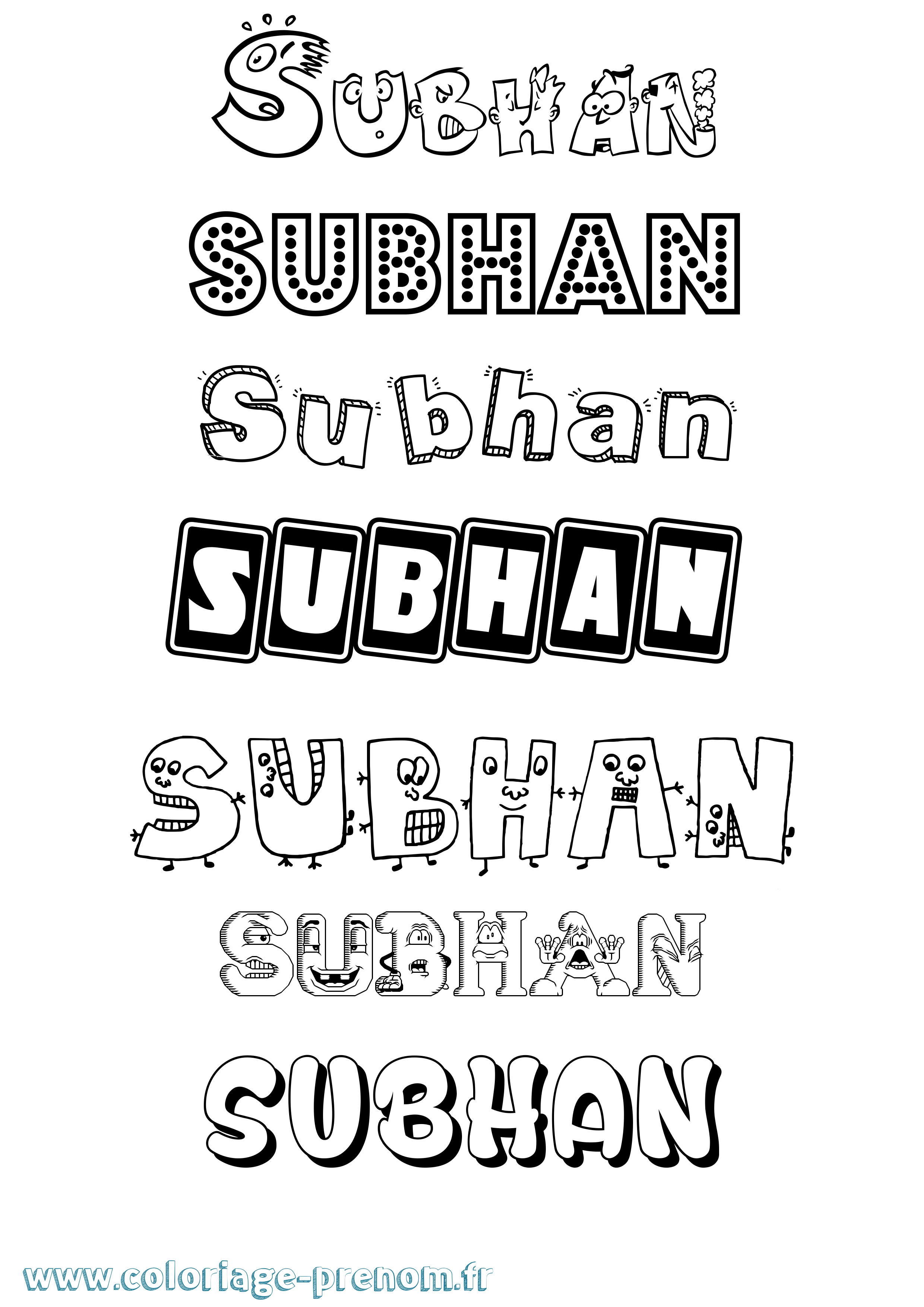 Coloriage Subhan Fun Coloriage prénom Subhan Fun