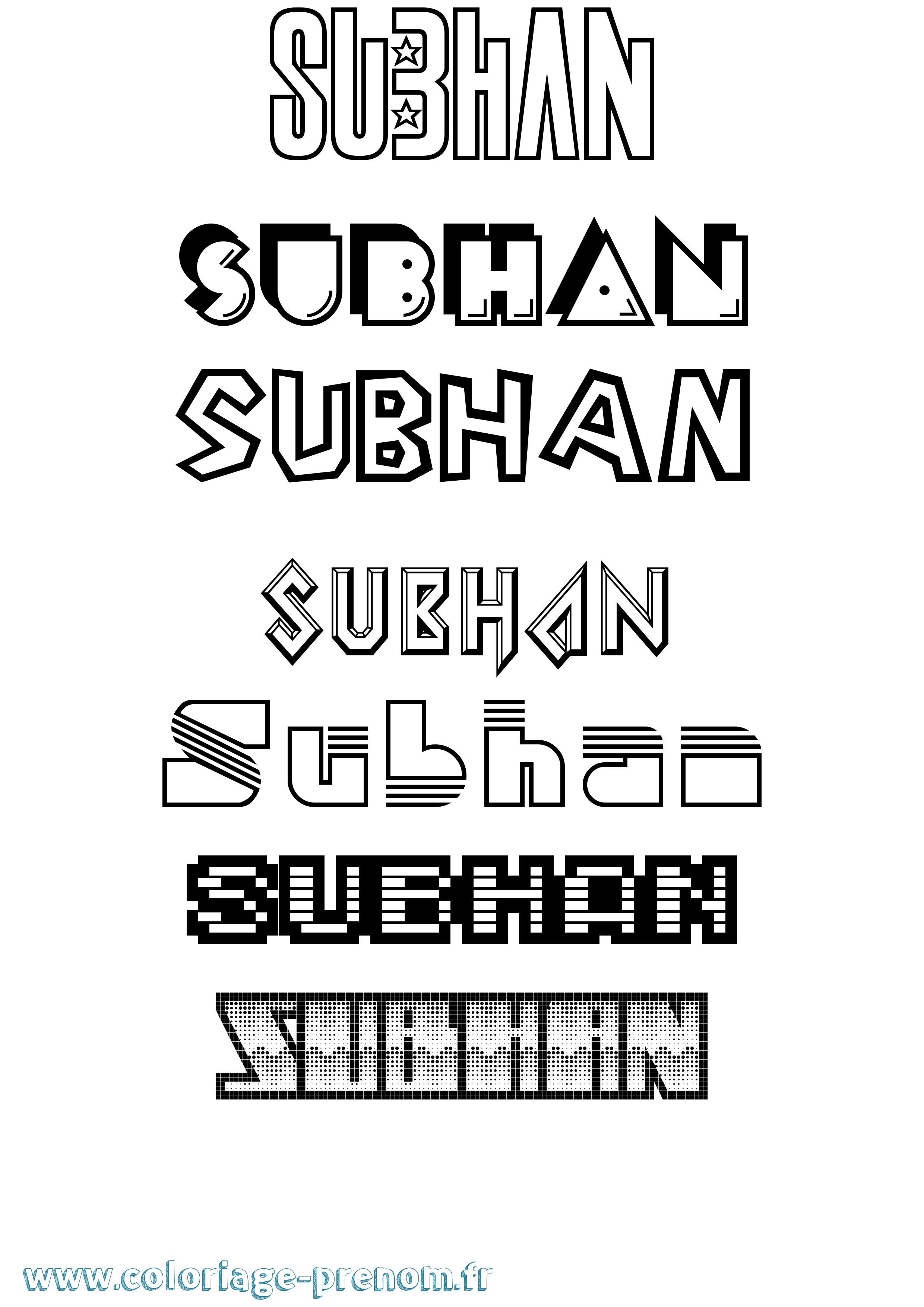 Coloriage Subhan Jeux Vidéos Coloriage prénom Subhan Jeux Vidéos