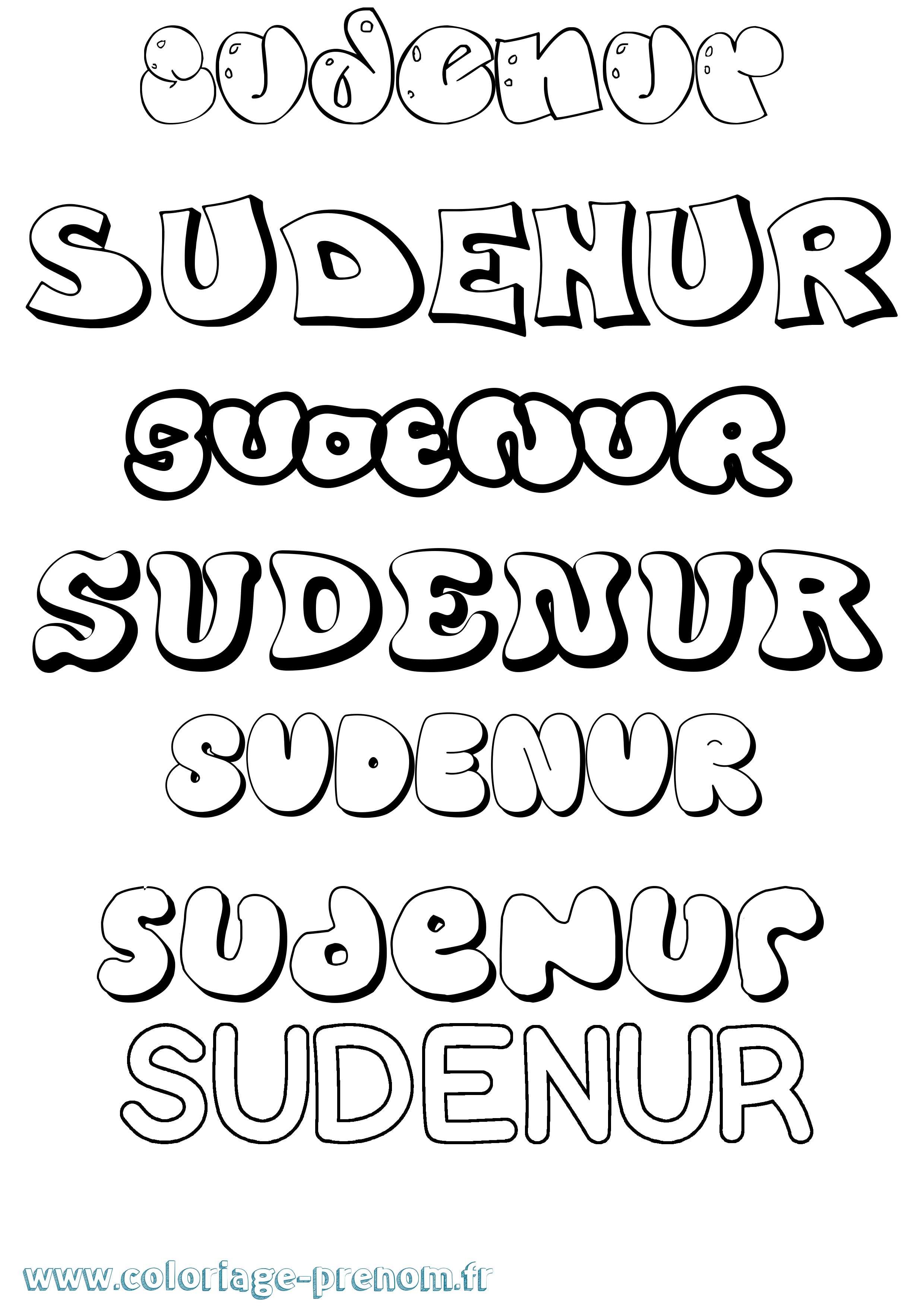 Coloriage Sudenur Bubble Coloriage prénom Sudenur Bubble