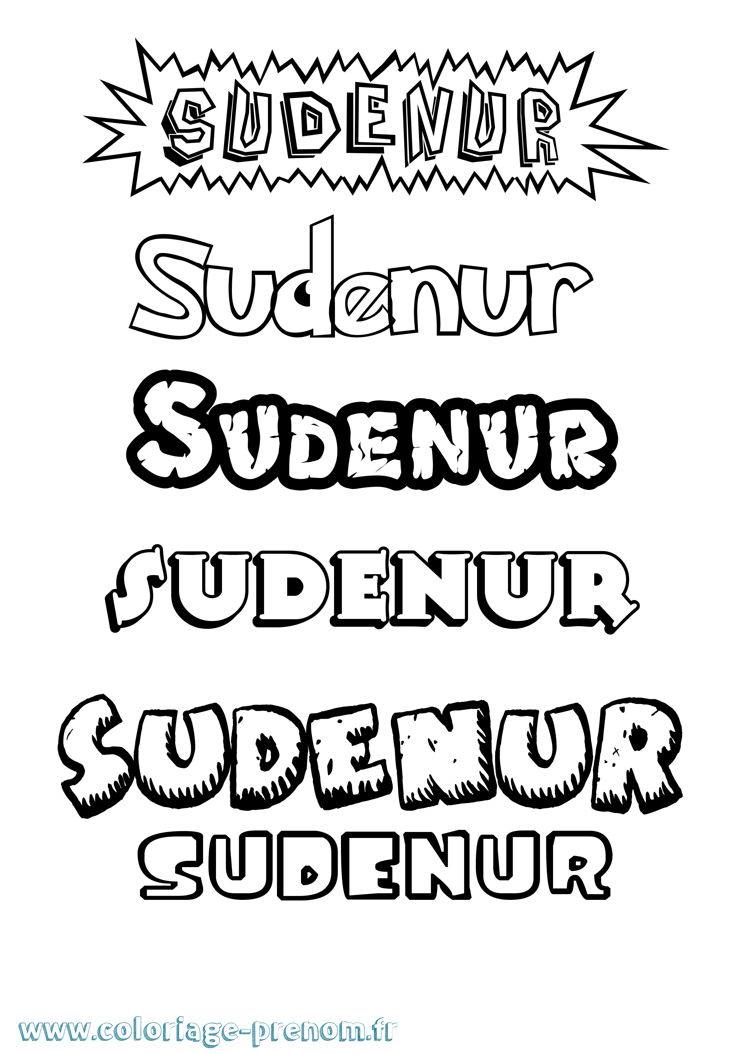Coloriage Sudenur Dessin Animé Coloriage prénom Sudenur Dessin Animé