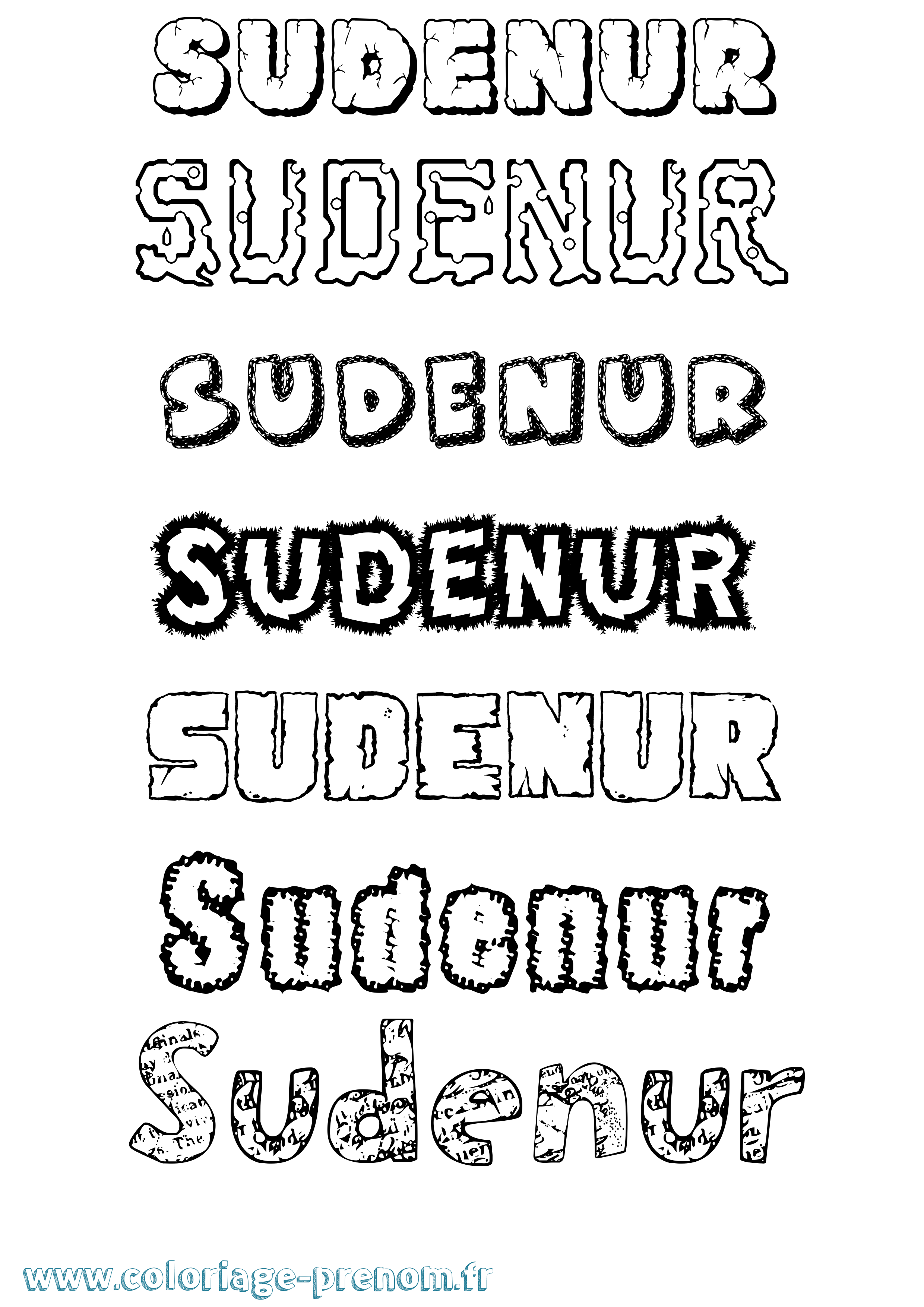 Coloriage Sudenur Destructuré Coloriage prénom Sudenur Destructuré