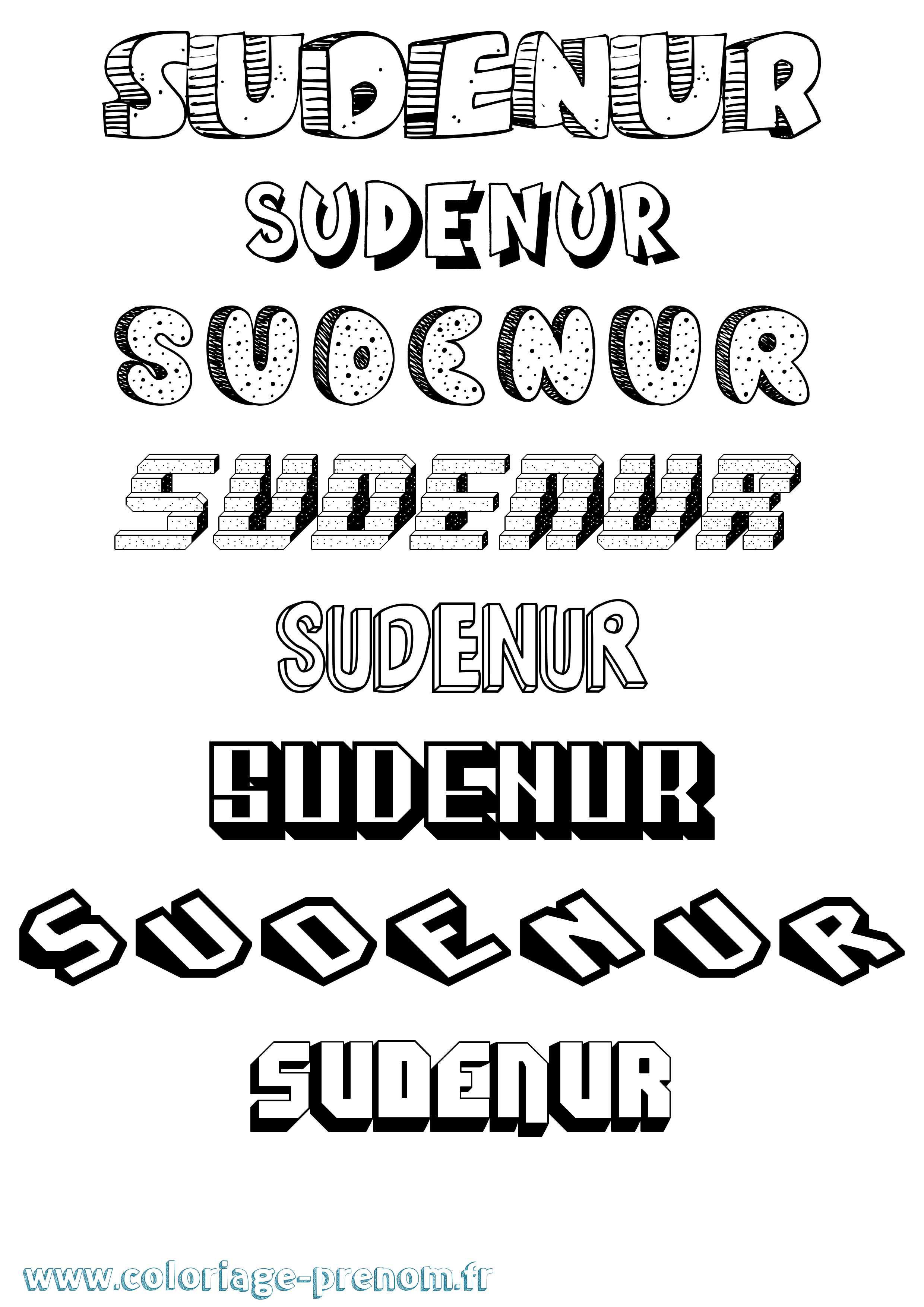 Coloriage Sudenur Effet 3D Coloriage prénom Sudenur Effet 3D