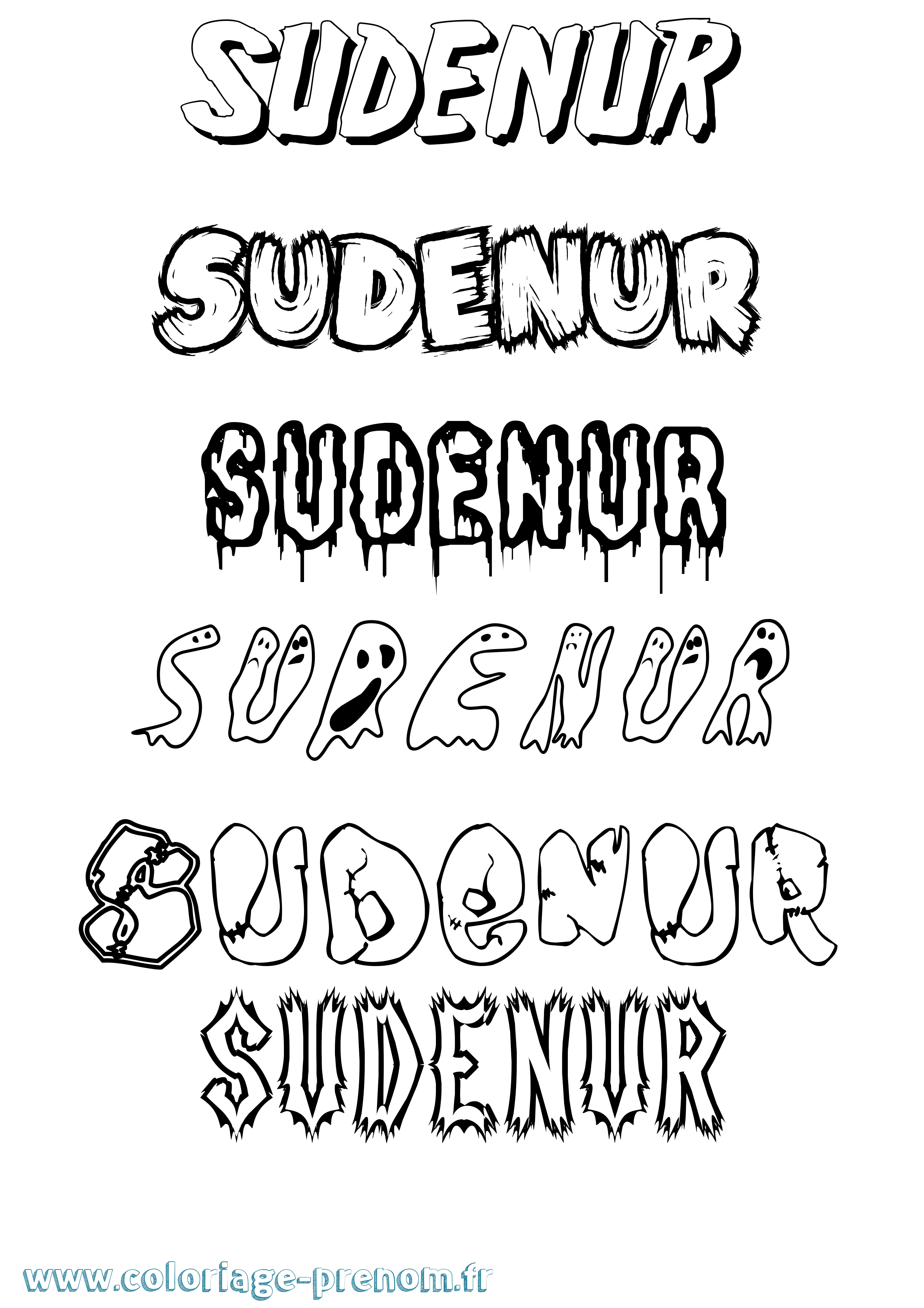 Coloriage Sudenur Frisson Coloriage prénom Sudenur Frisson