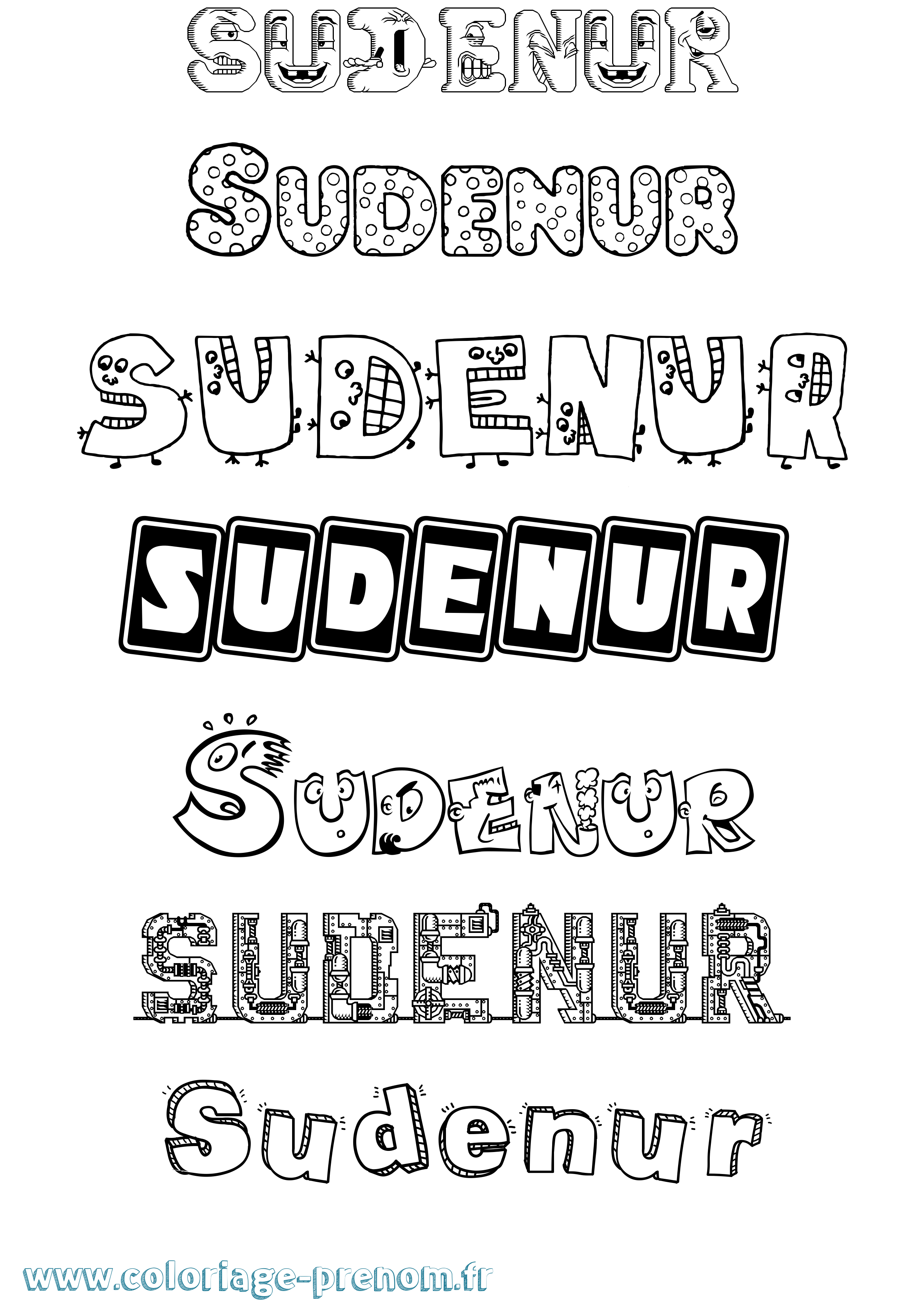 Coloriage Sudenur Fun Coloriage prénom Sudenur Fun