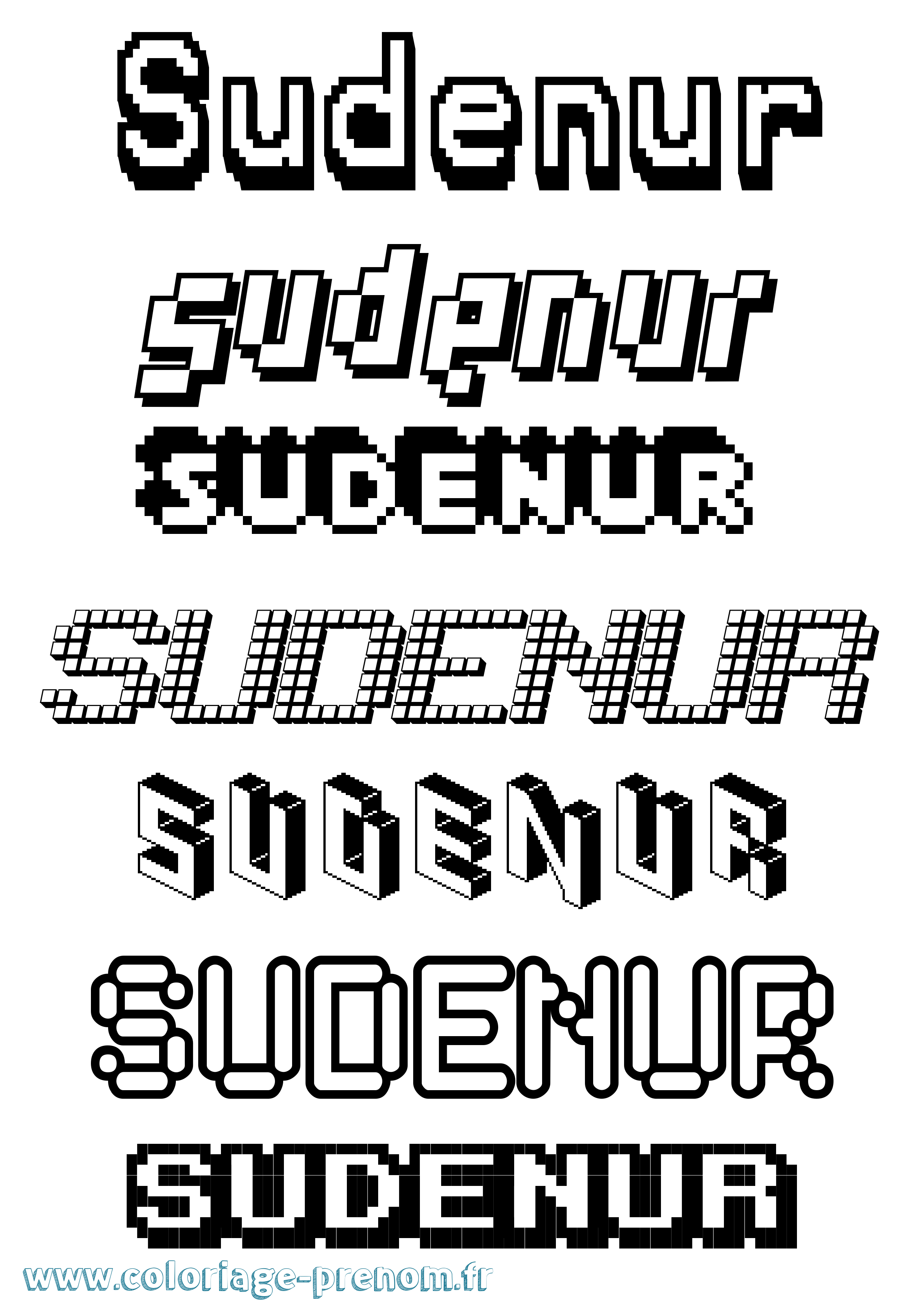 Coloriage Sudenur Pixel Coloriage prénom Sudenur Pixel