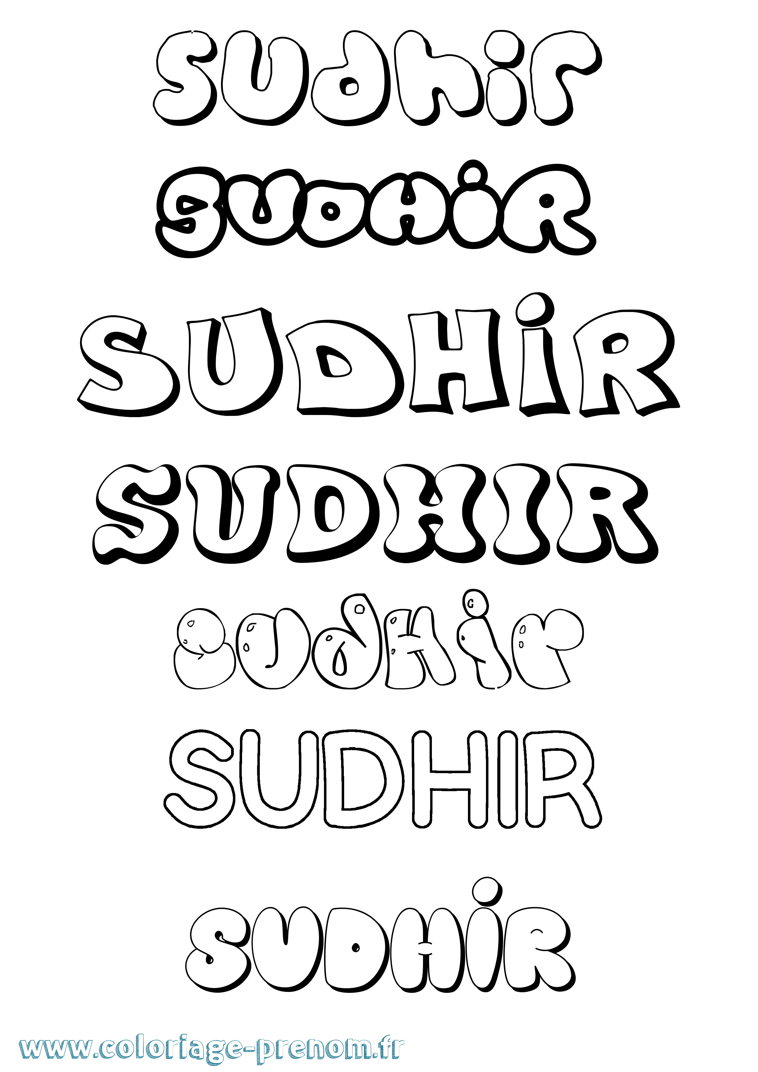 Coloriage Sudhir Bubble Coloriage prénom Sudhir Bubble