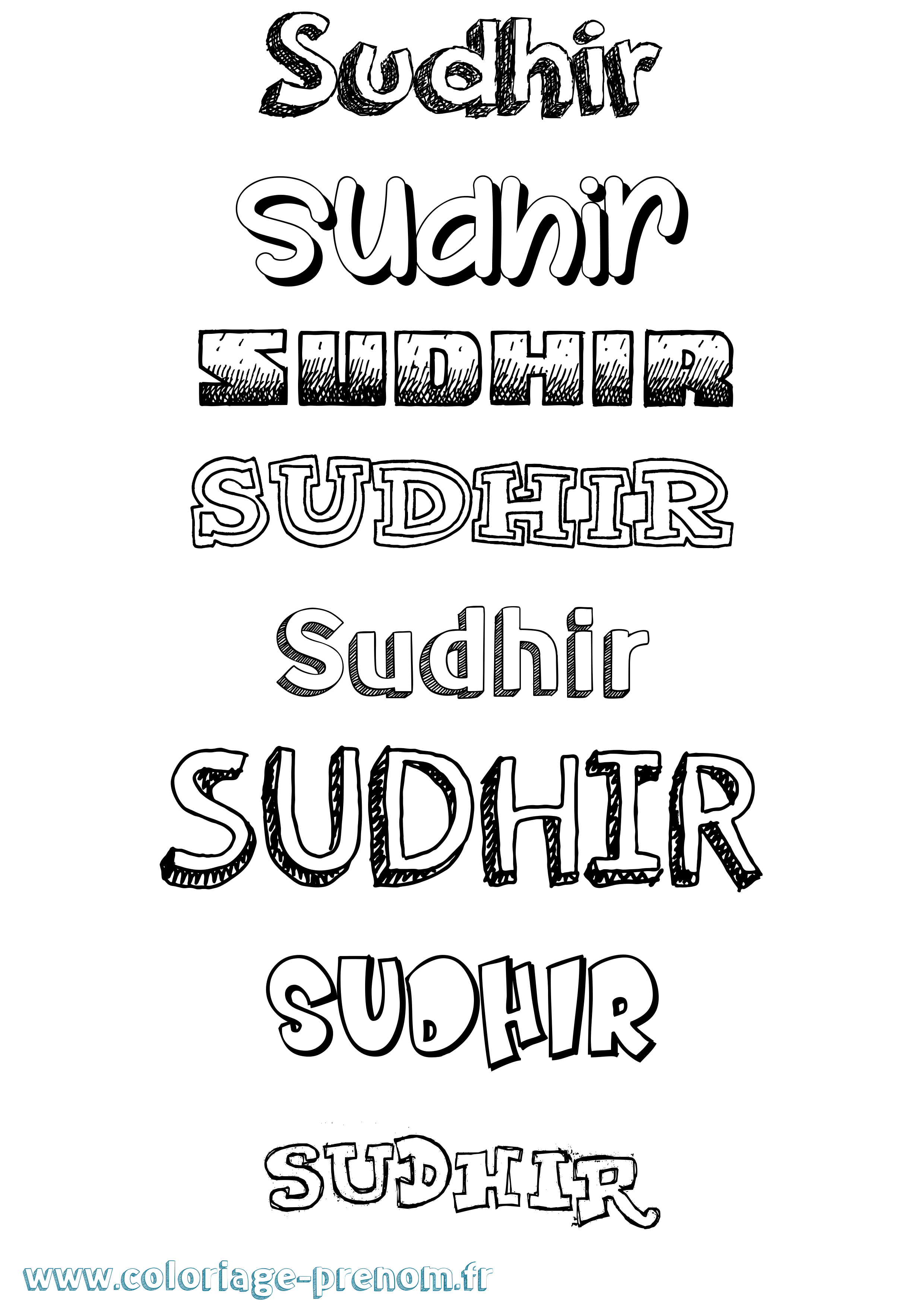 Coloriage Sudhir Dessiné Coloriage prénom Sudhir Dessiné