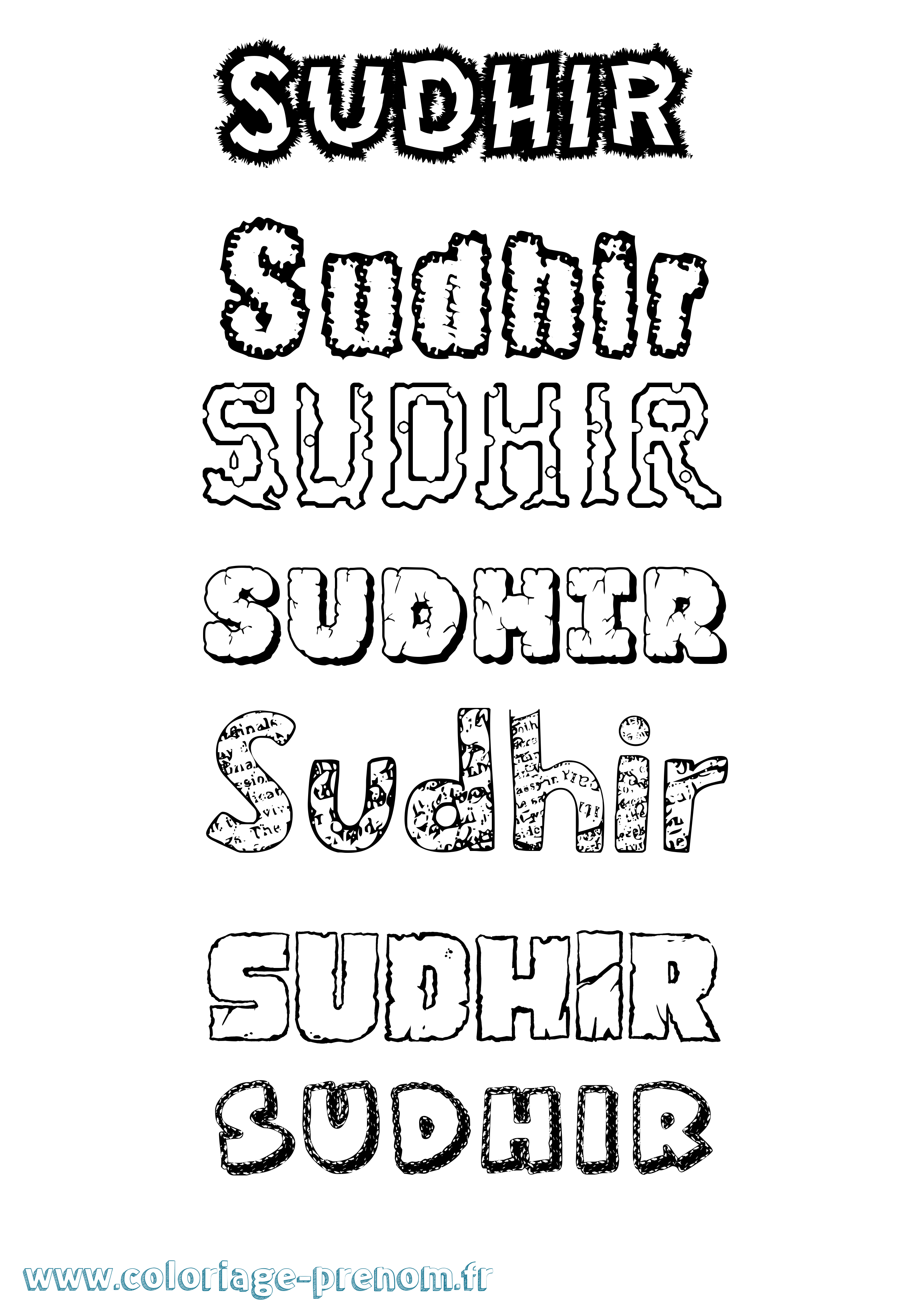 Coloriage Sudhir Destructuré Coloriage prénom Sudhir Destructuré