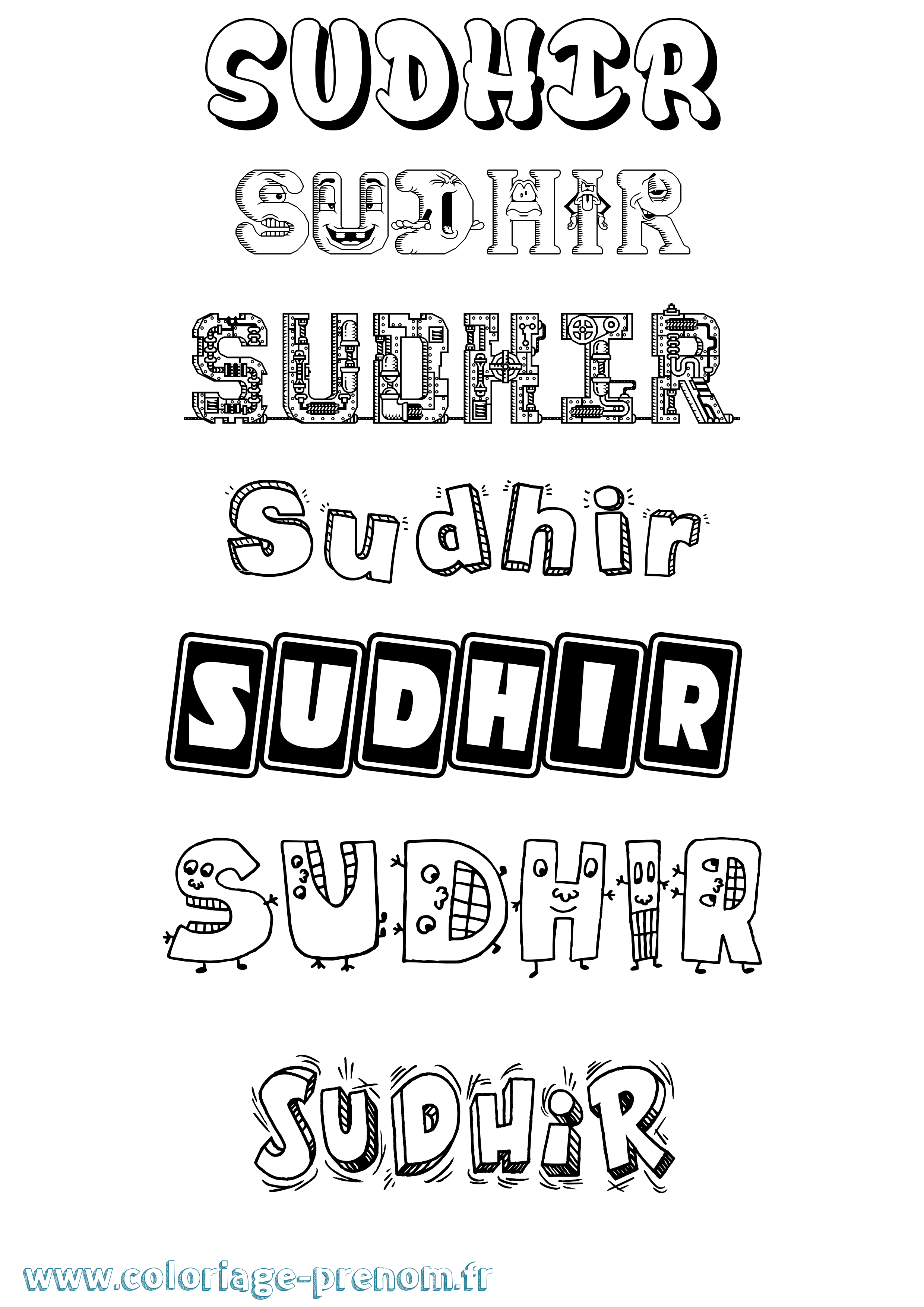 Coloriage Sudhir Fun Coloriage prénom Sudhir Fun
