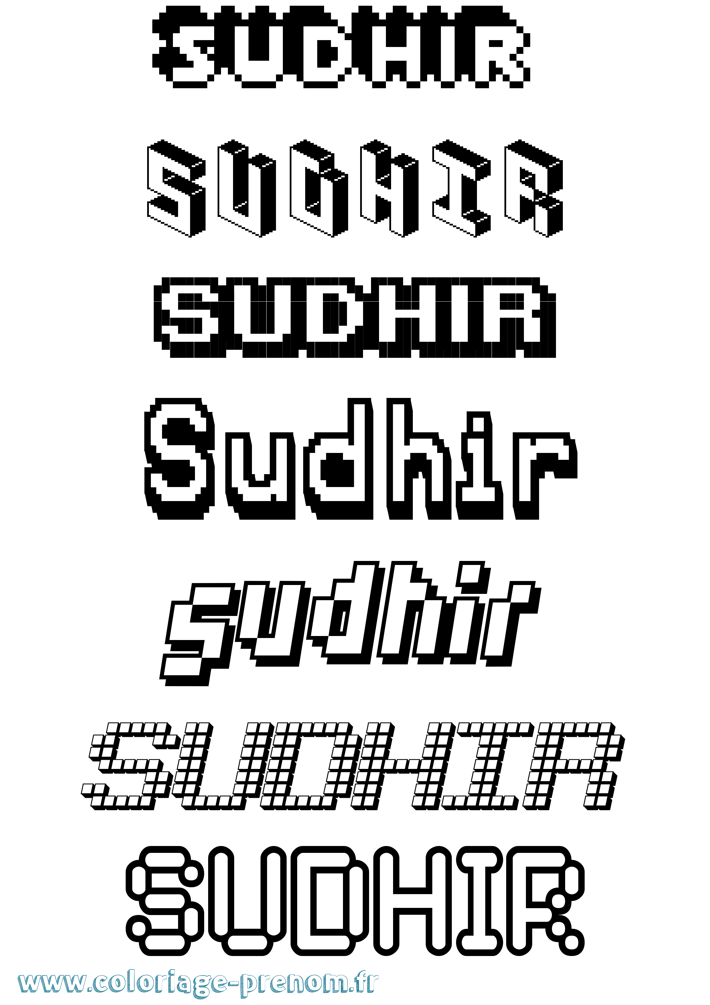 Coloriage Sudhir Pixel Coloriage prénom Sudhir Pixel