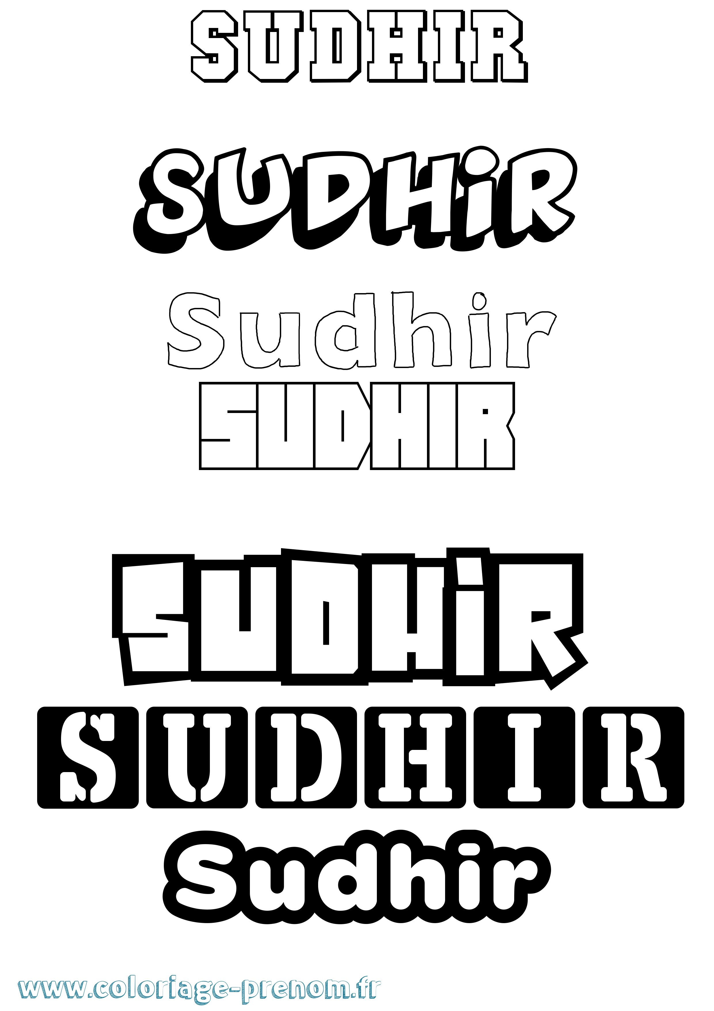 Coloriage Sudhir Simple Coloriage prénom Sudhir Simple