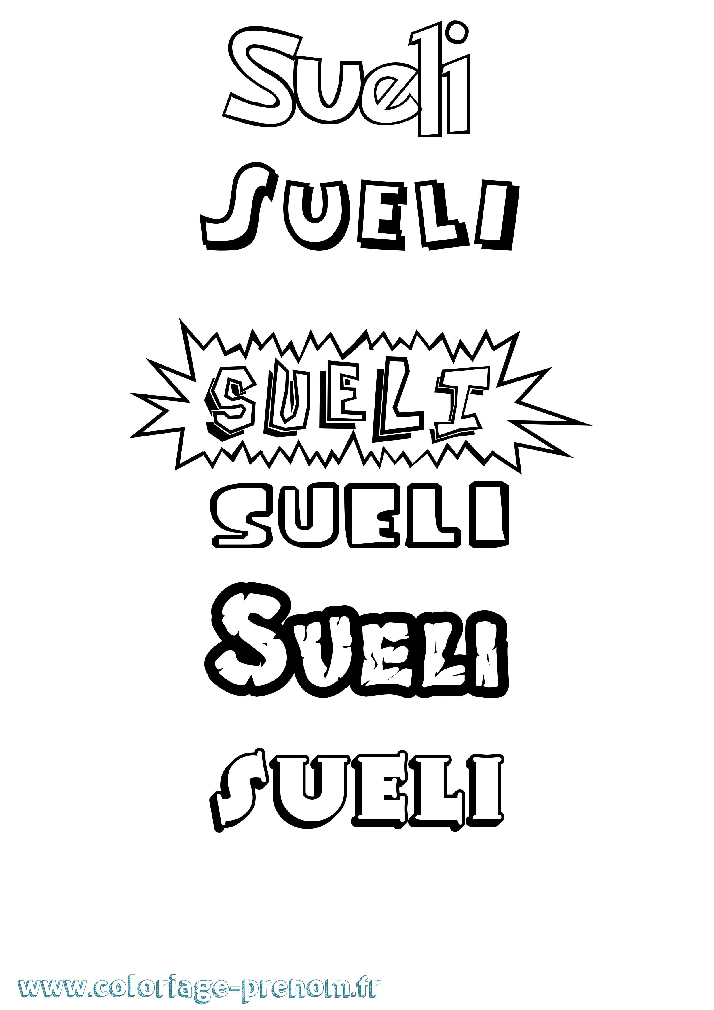 Coloriage Sueli Dessin Animé Coloriage prénom Sueli Dessin Animé