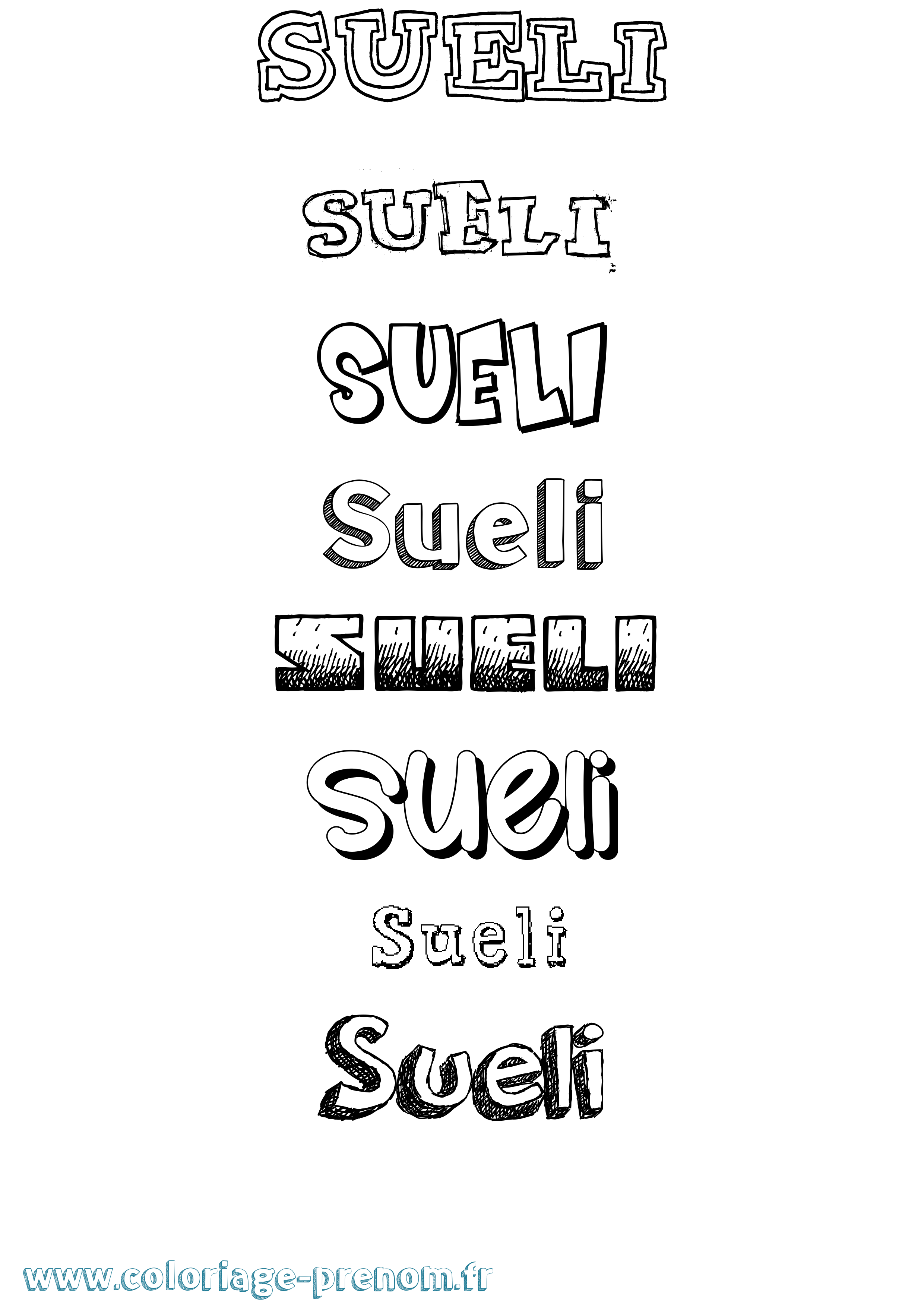 Coloriage Sueli Dessiné Coloriage prénom Sueli Dessiné