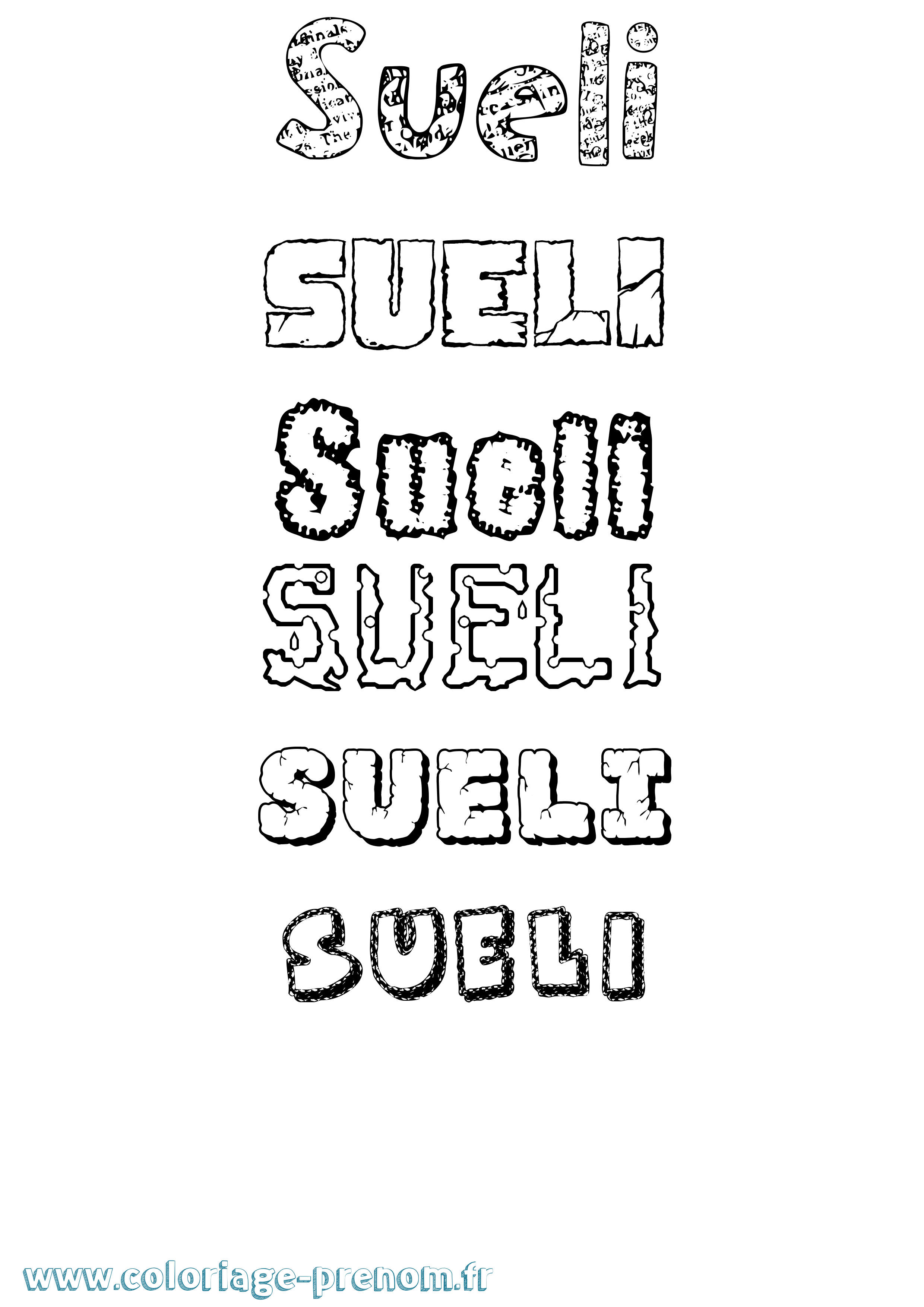 Coloriage Sueli Destructuré Coloriage prénom Sueli Destructuré