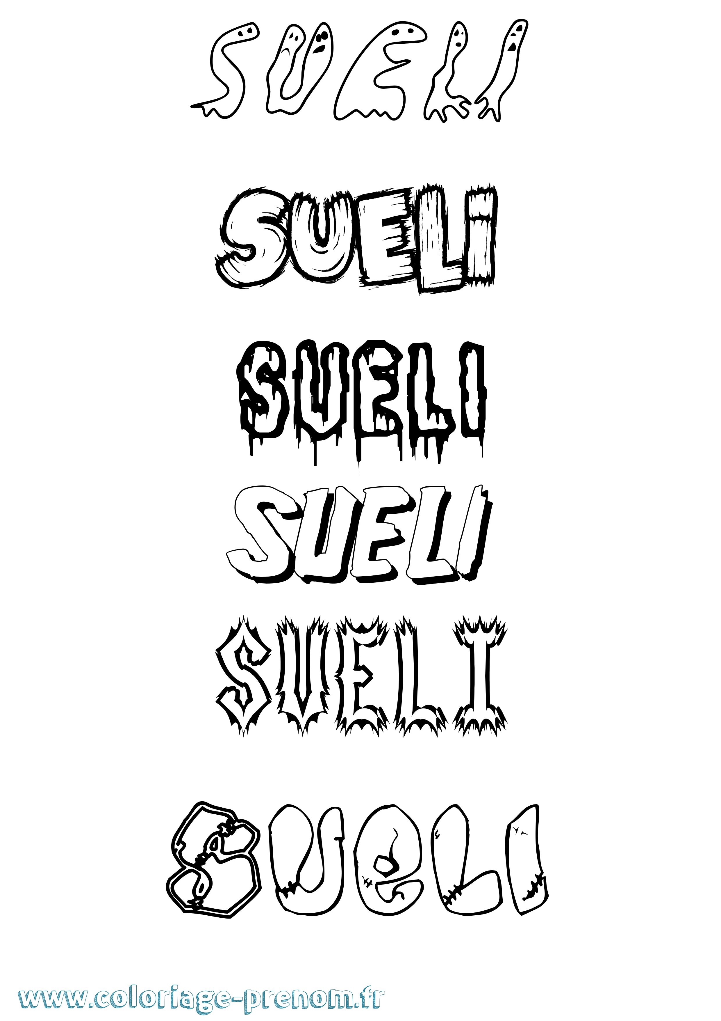 Coloriage Sueli Frisson Coloriage prénom Sueli Frisson