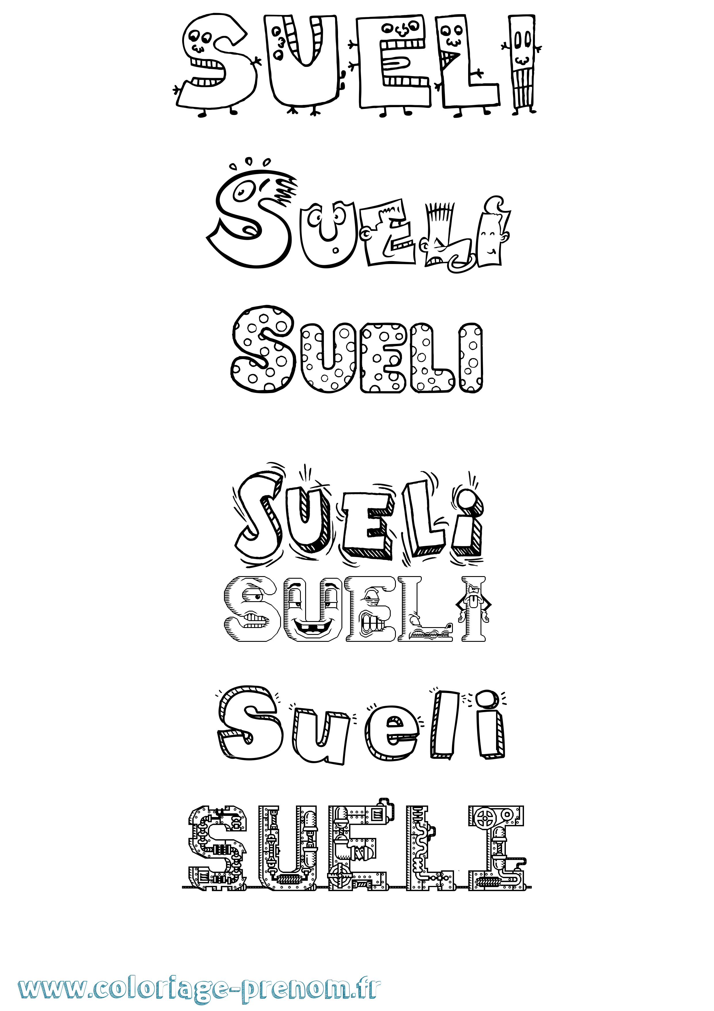 Coloriage Sueli Fun Coloriage prénom Sueli Fun