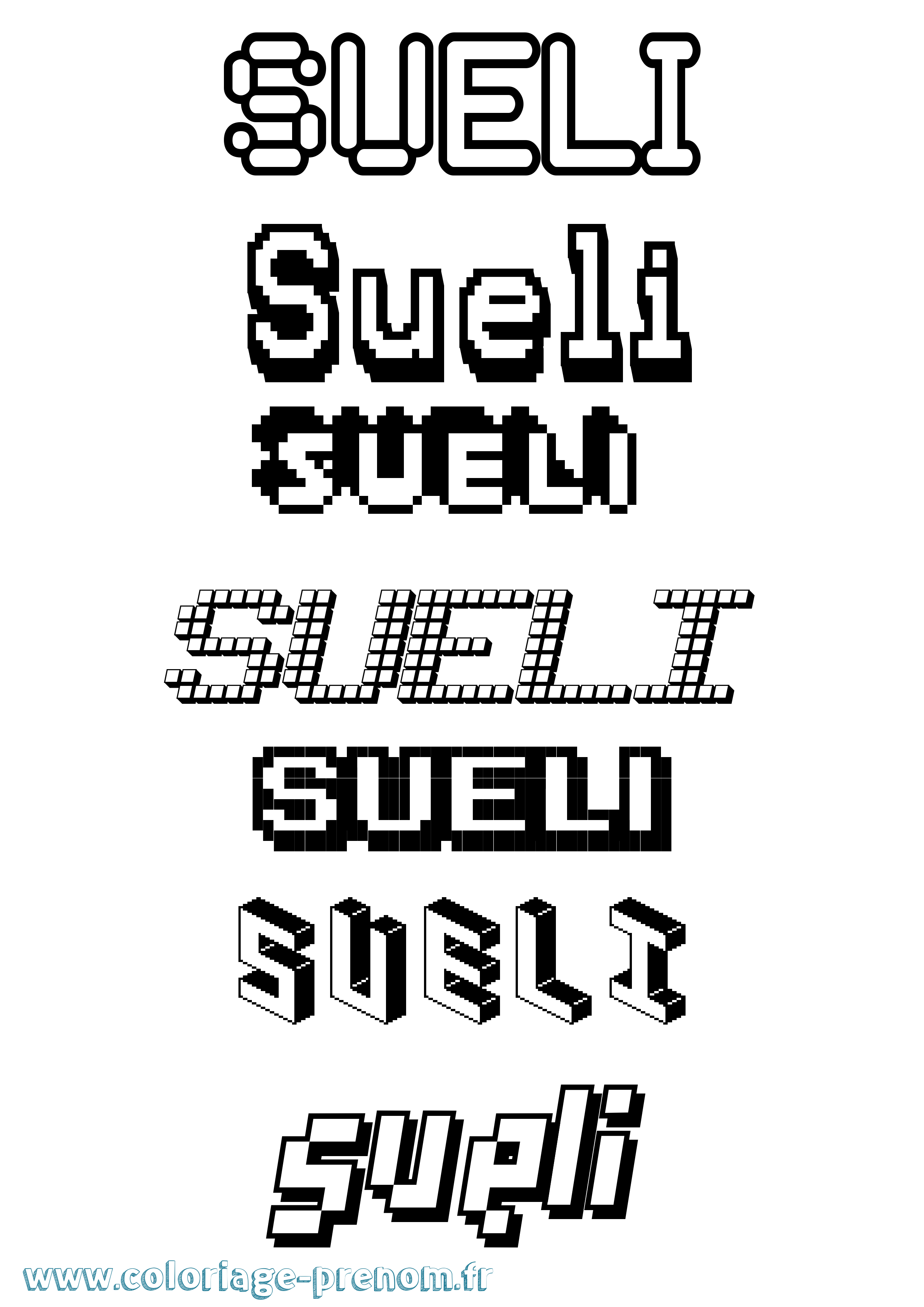 Coloriage Sueli Pixel Coloriage prénom Sueli Pixel