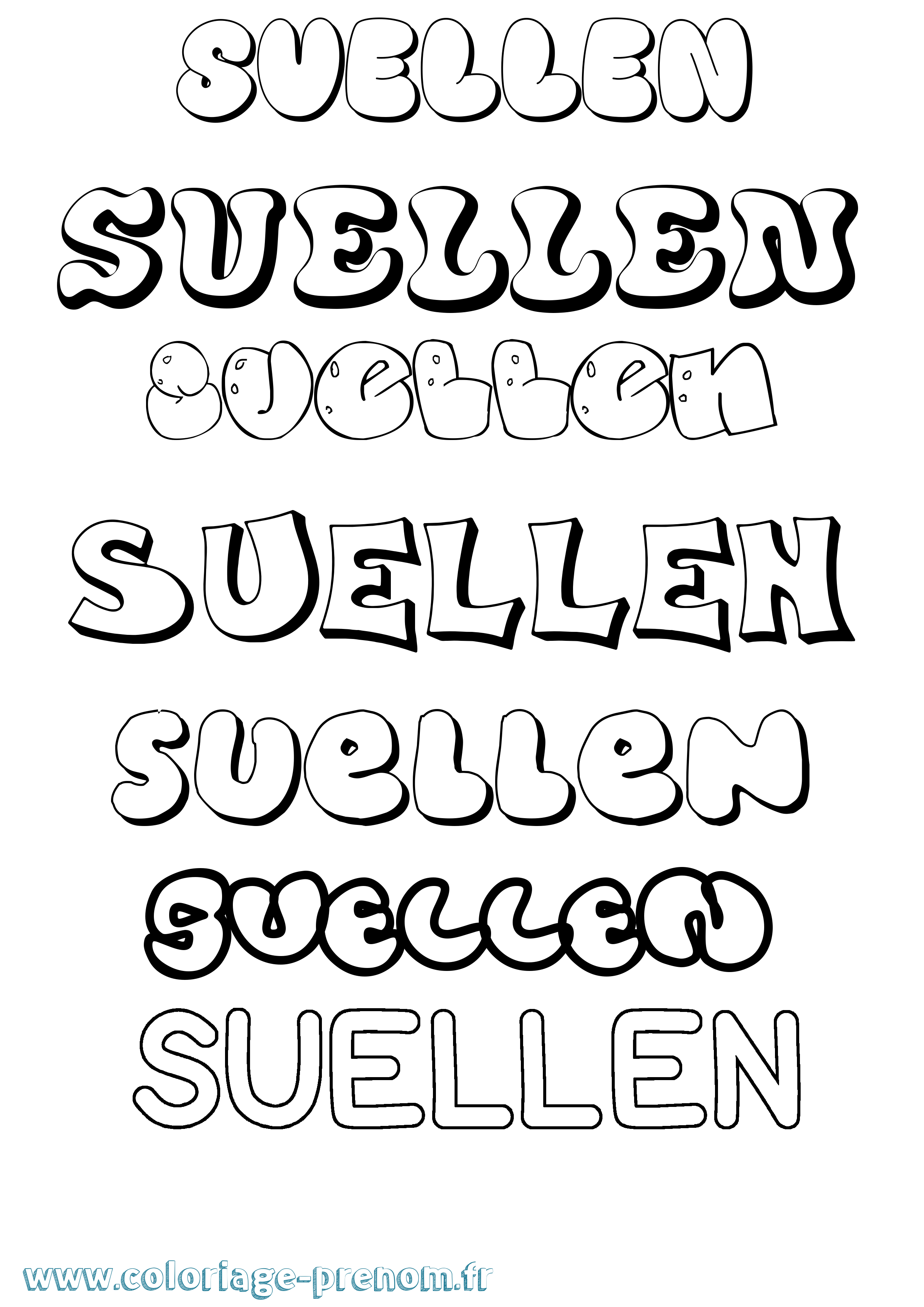 Coloriage Suellen Bubble Coloriage prénom Suellen Bubble