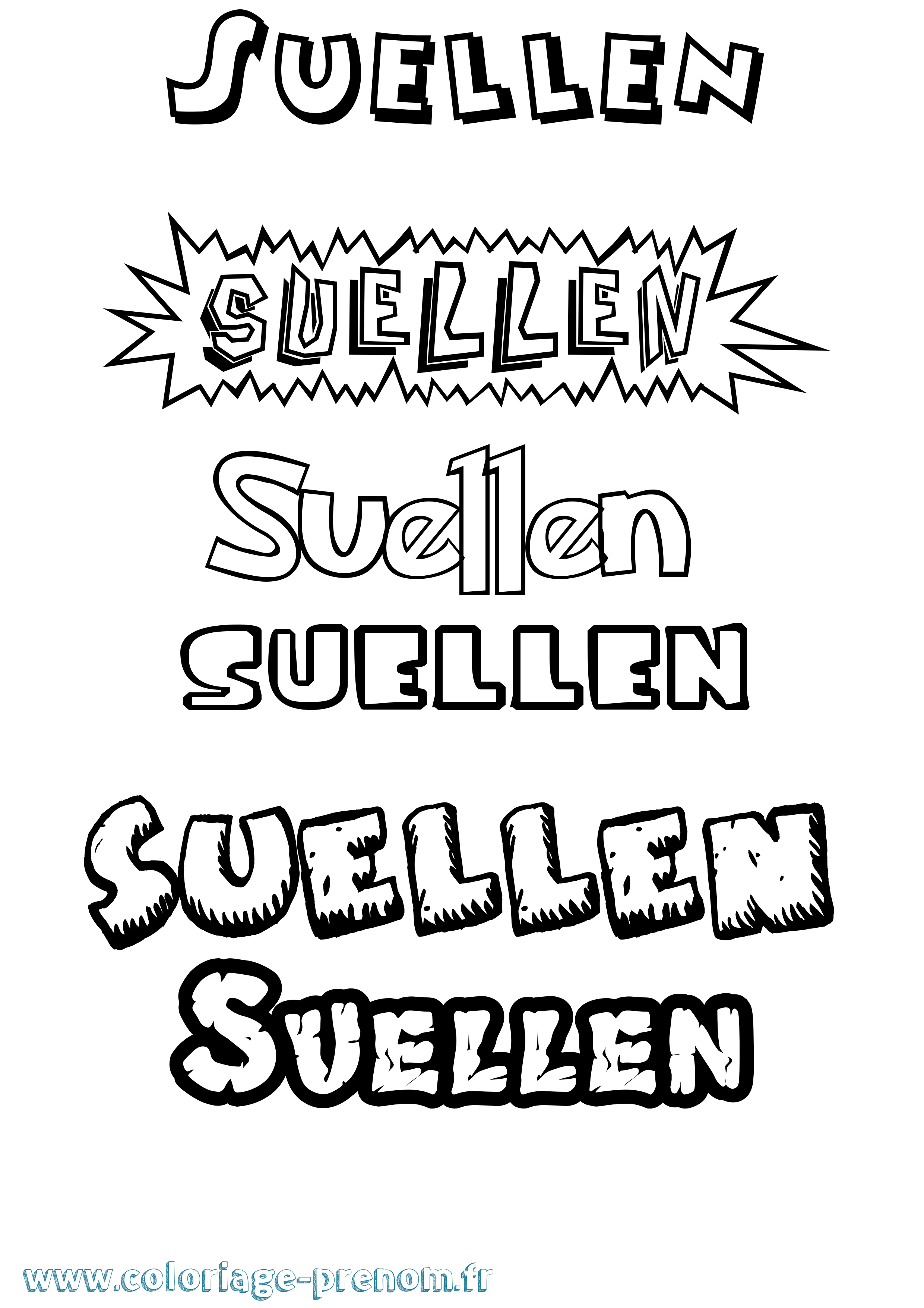 Coloriage Suellen Dessin Animé Coloriage prénom Suellen Dessin Animé