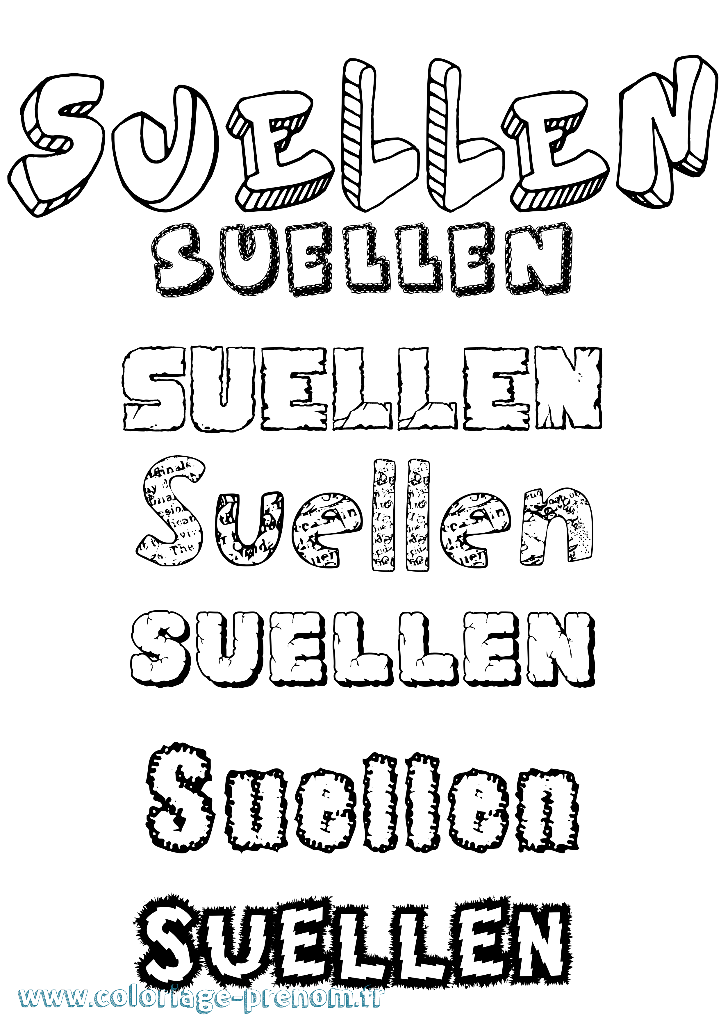 Coloriage Suellen Destructuré Coloriage prénom Suellen Destructuré