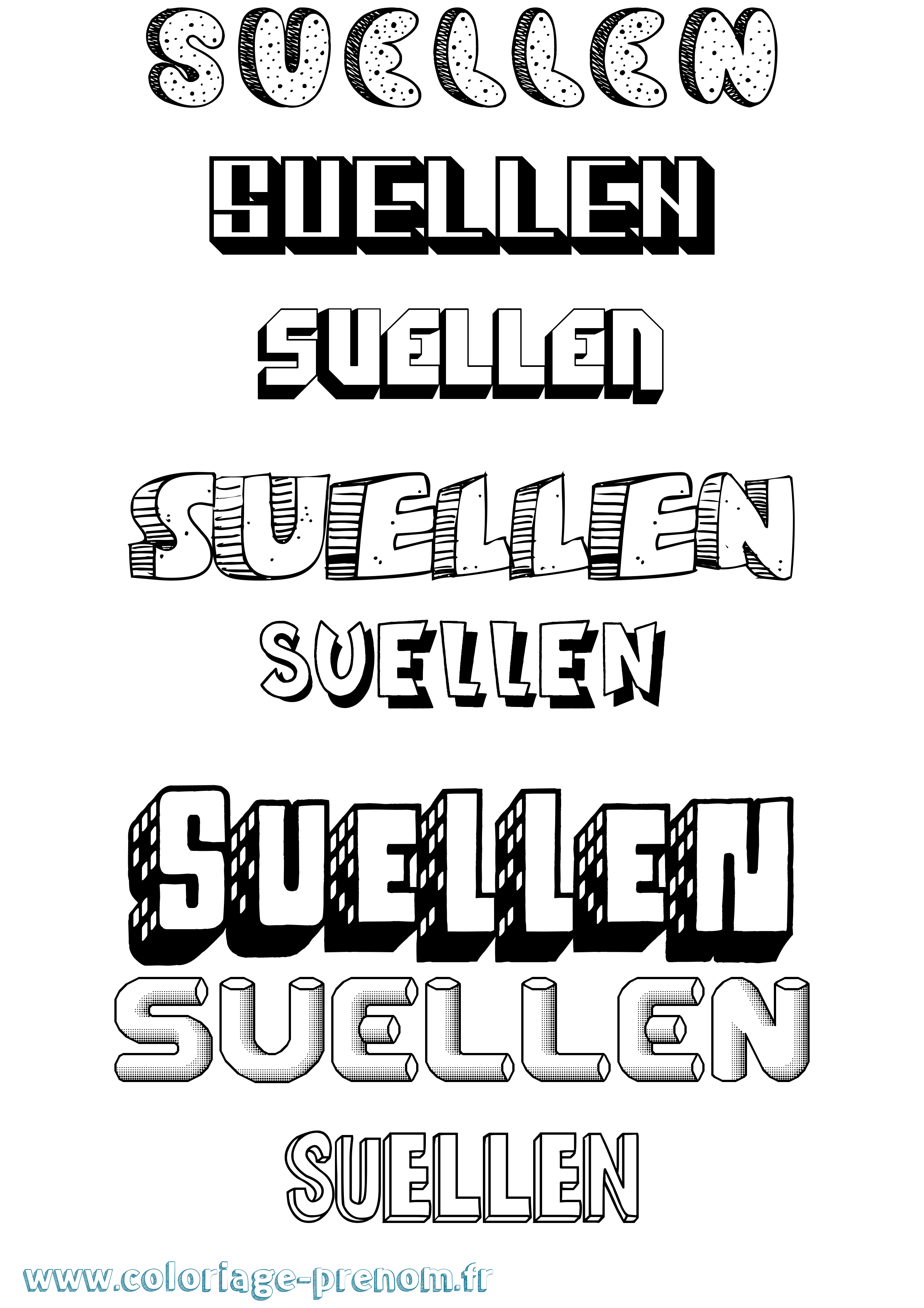 Coloriage Suellen Effet 3D Coloriage prénom Suellen Effet 3D