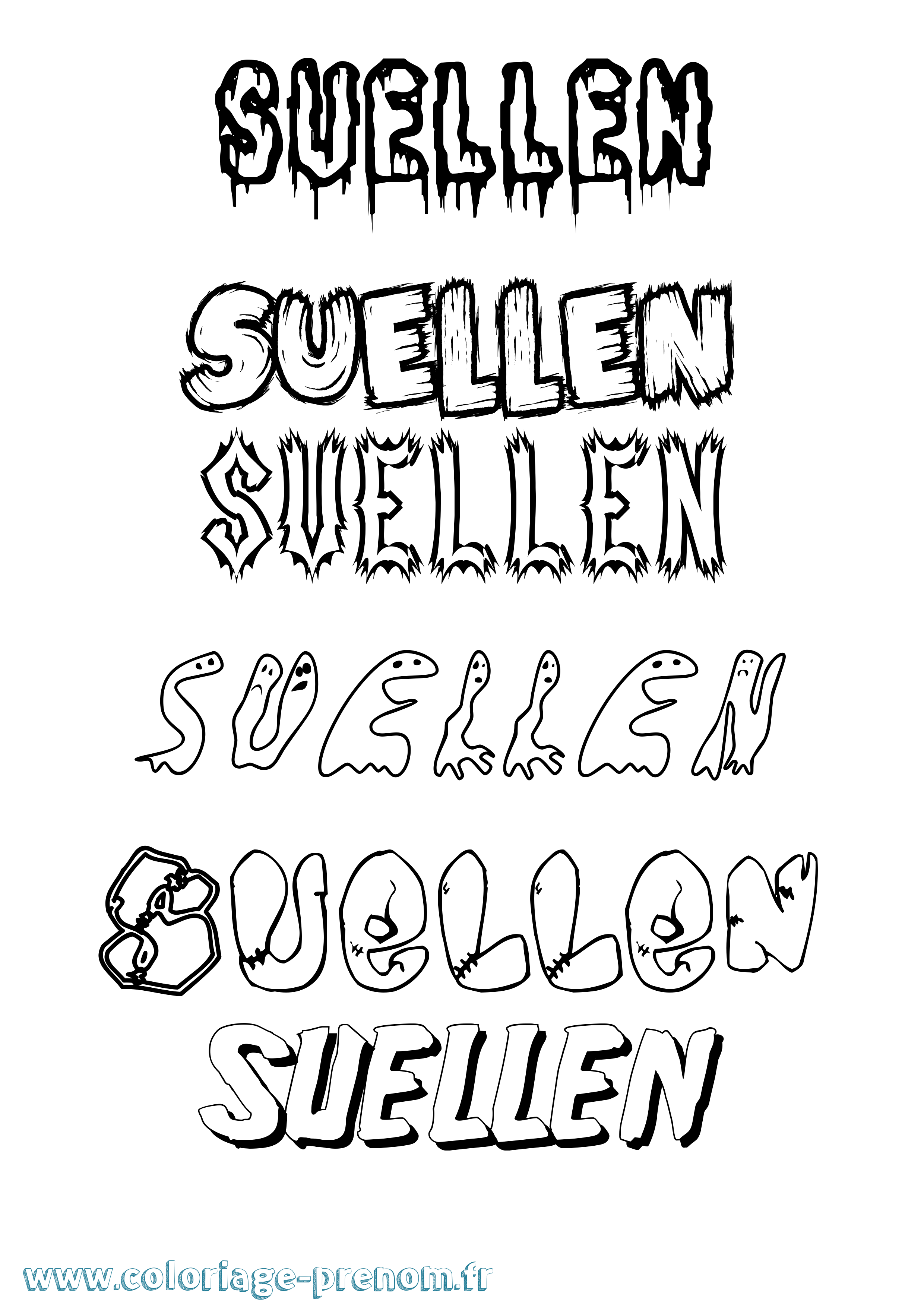 Coloriage Suellen Frisson Coloriage prénom Suellen Frisson