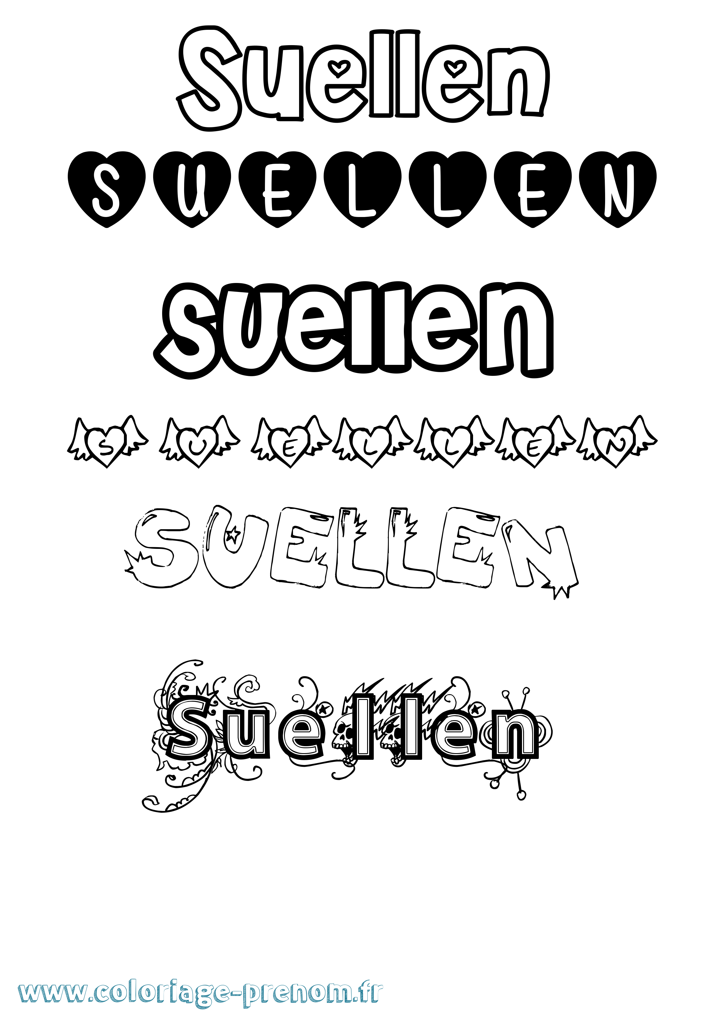 Coloriage Suellen Girly Coloriage prénom Suellen Girly