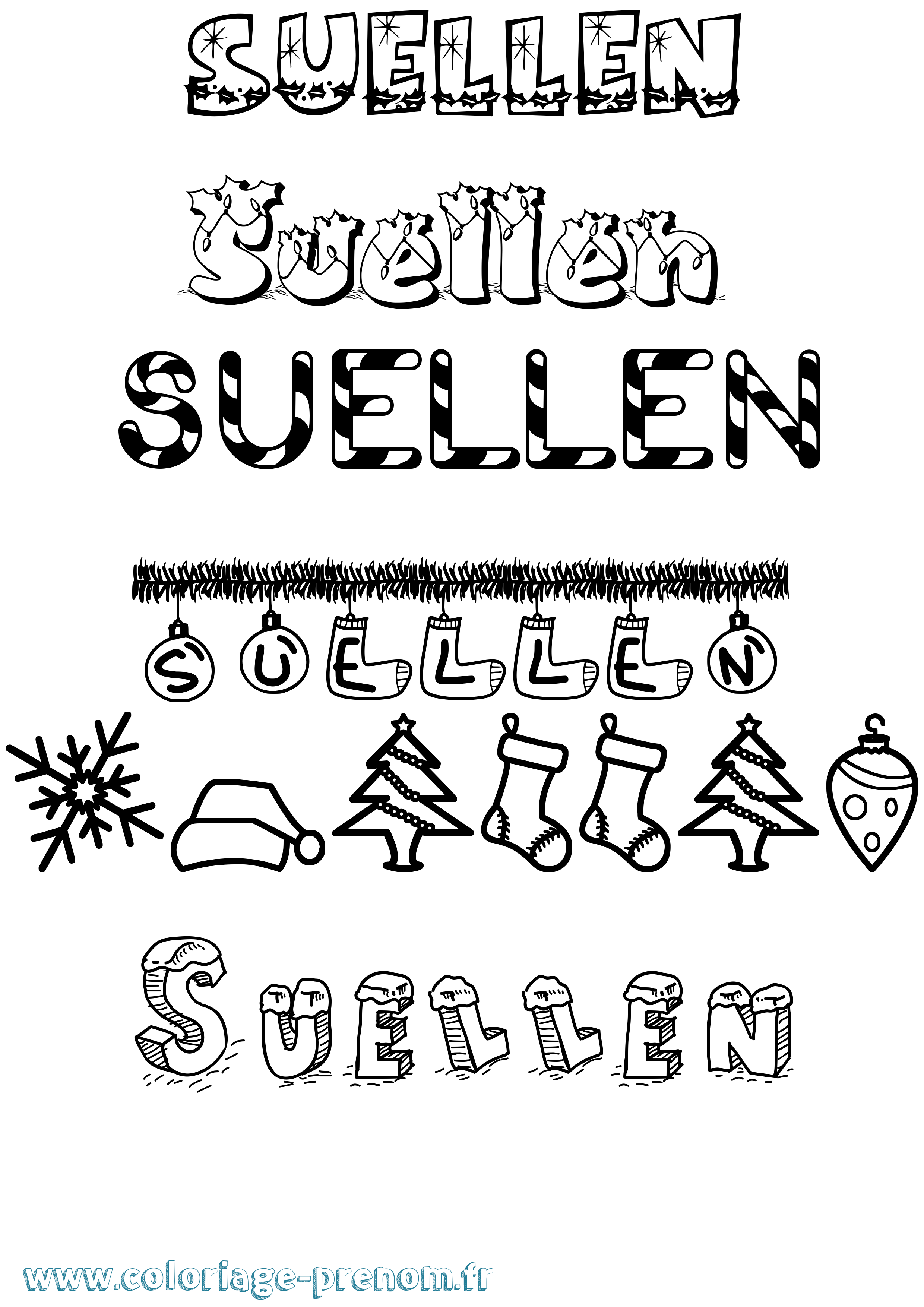 Coloriage Suellen Noël Coloriage prénom Suellen Noël