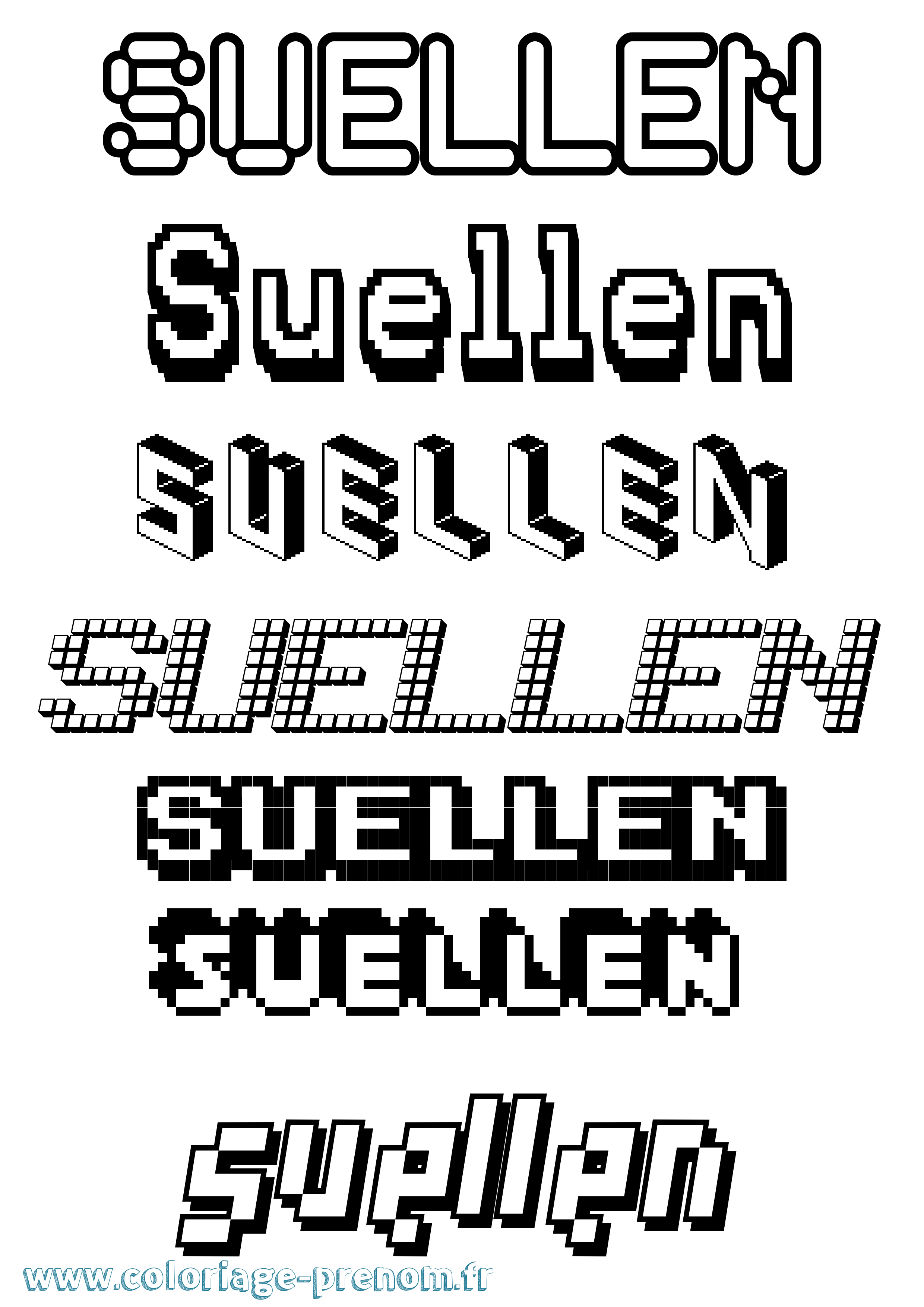 Coloriage Suellen Pixel Coloriage prénom Suellen Pixel