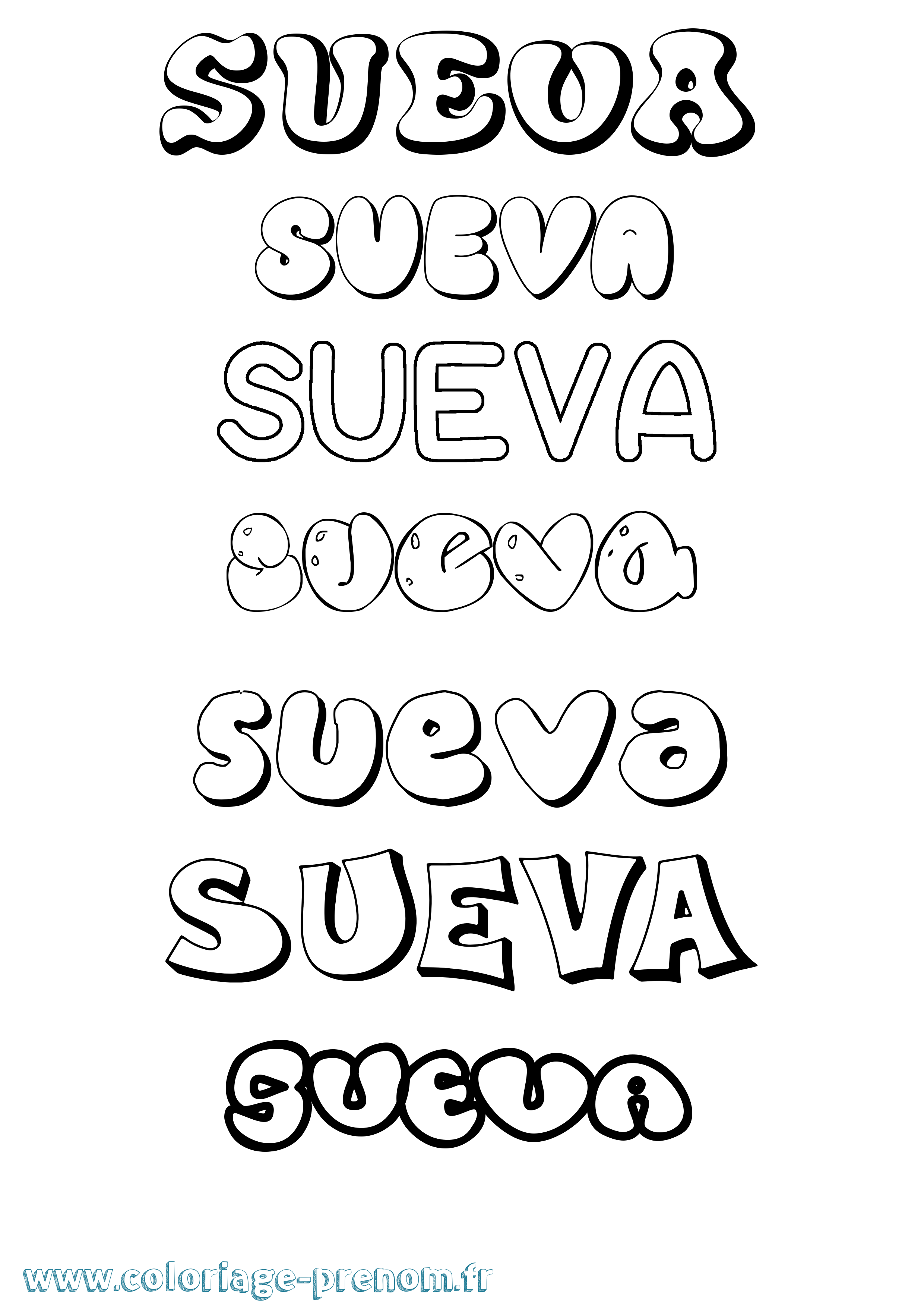 Coloriage Sueva Bubble Coloriage prénom Sueva Bubble